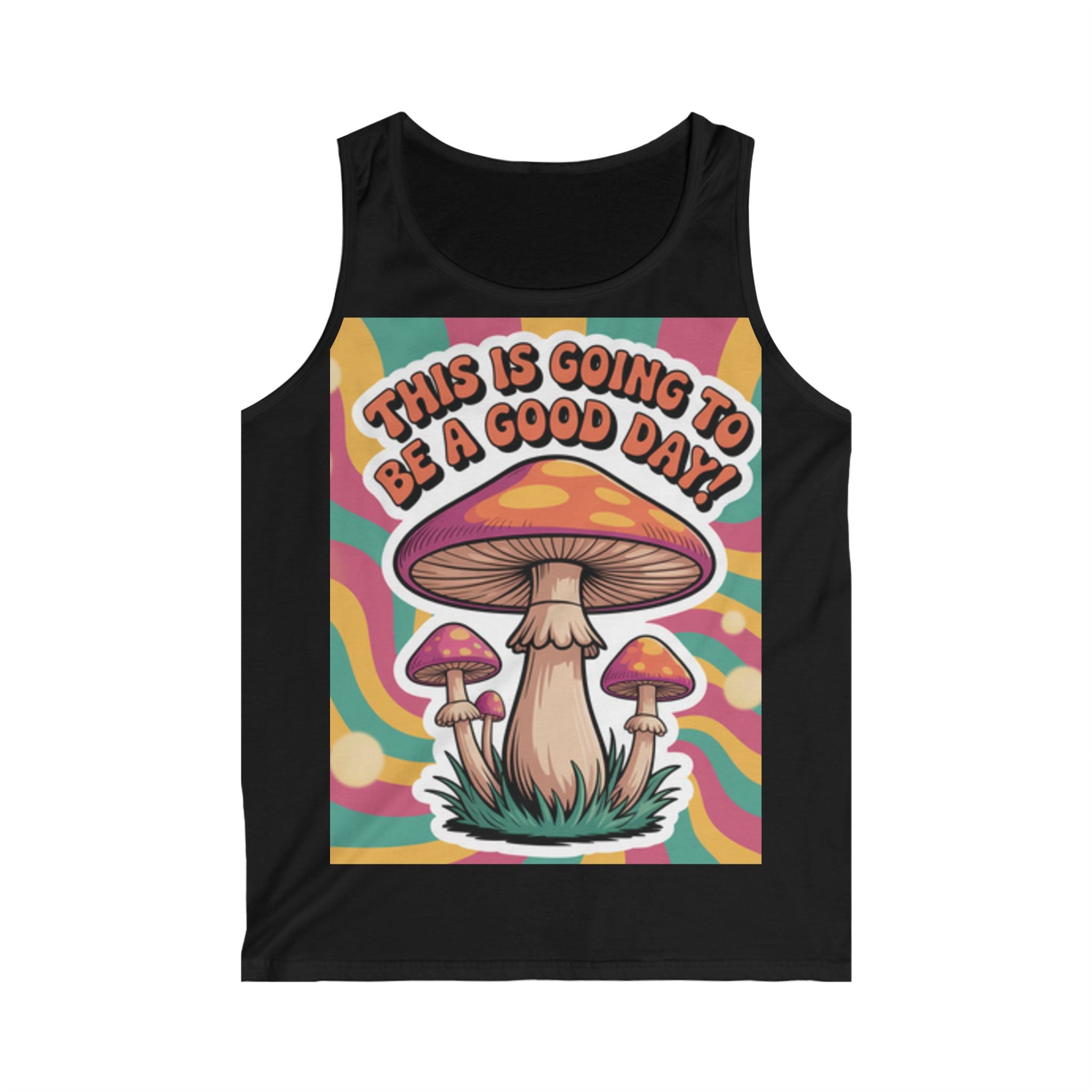 Men's Mushroom Graphic Tank Top, Bohemian Style Tank, Summer Top, Gift for Nature Lovers, Festival Wear, Good Vibes T-Shirt