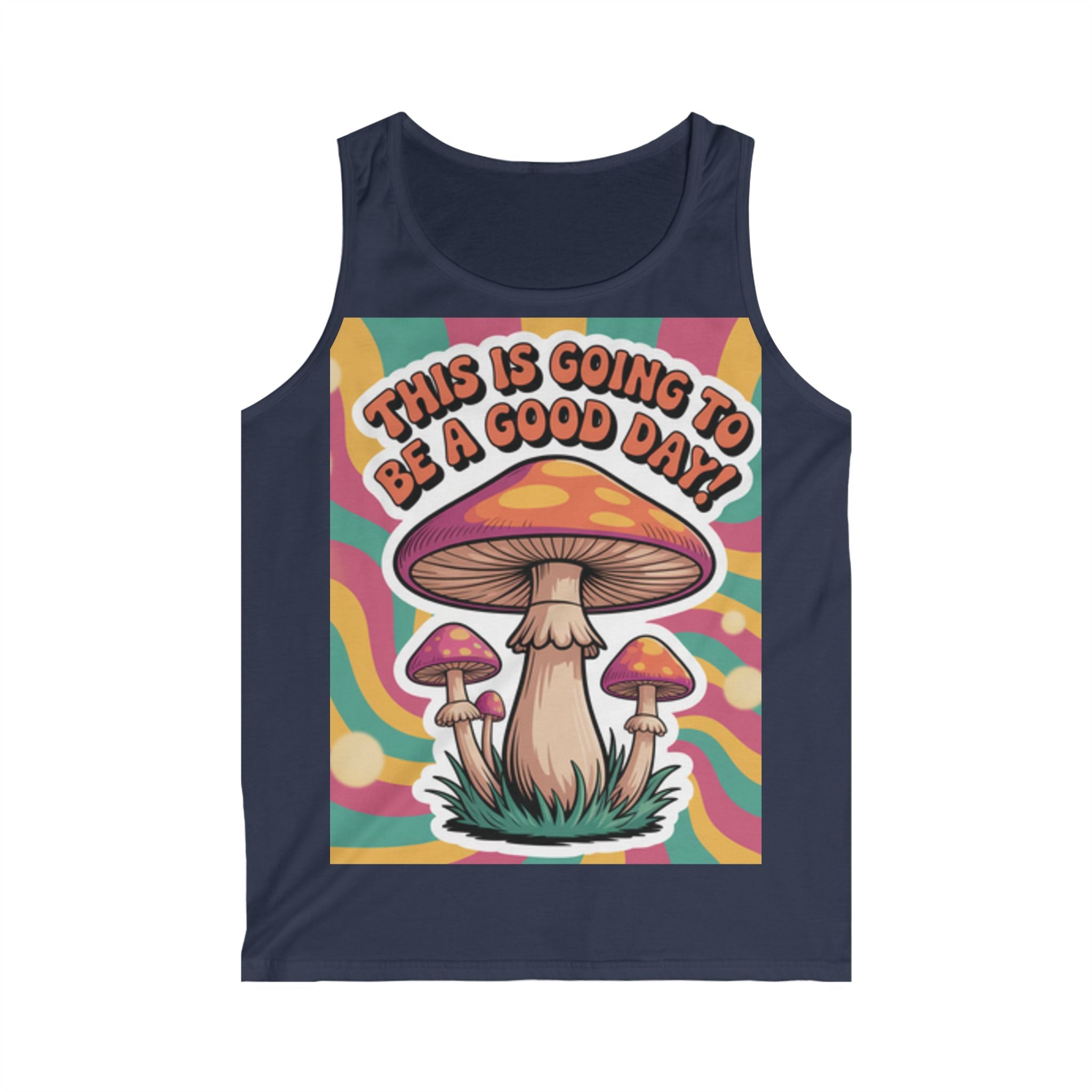 Men's Mushroom Graphic Tank Top, Bohemian Style Tank, Summer Top, Gift for Nature Lovers, Festival Wear, Good Vibes T-Shirt