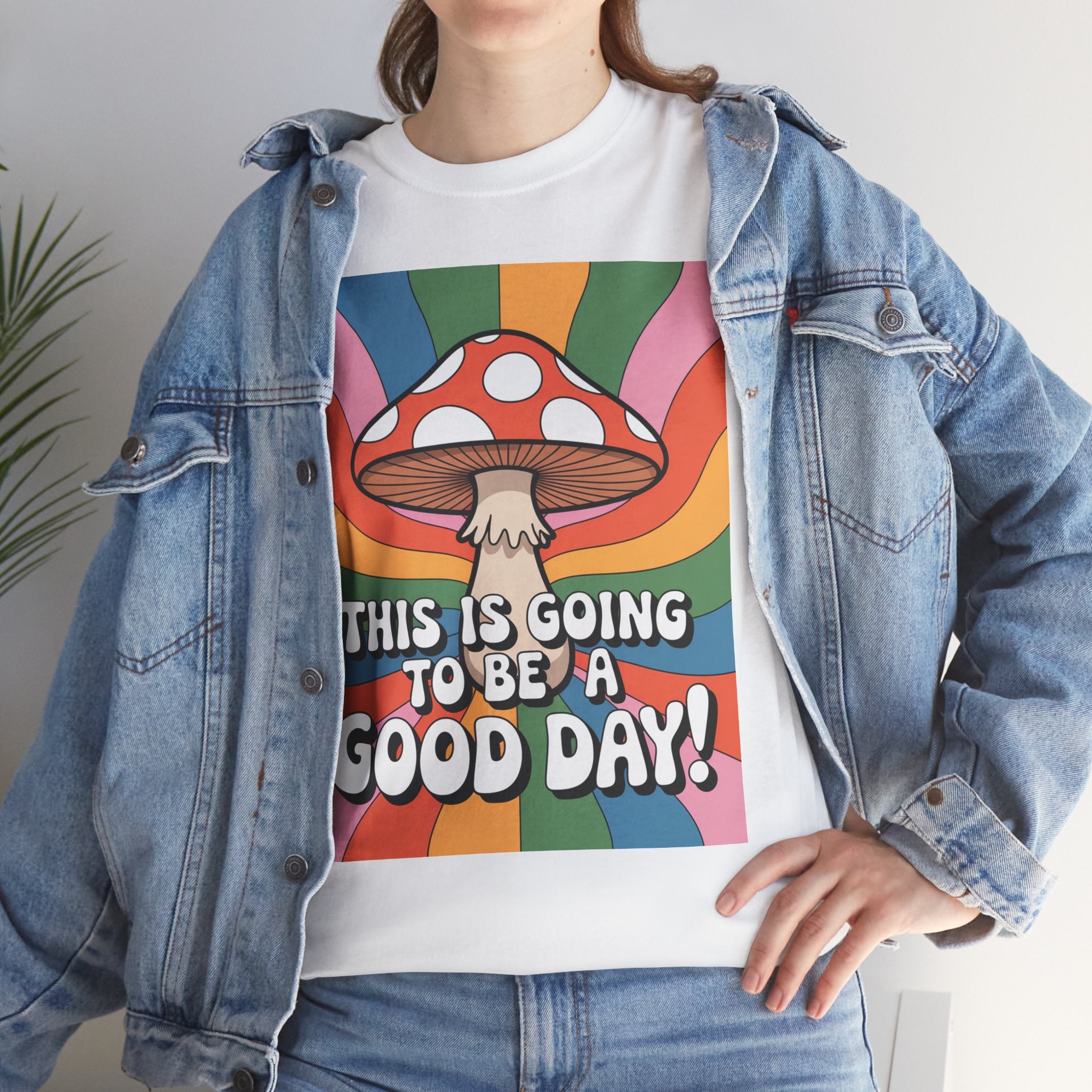 Fun Hippy Mushroom Cheerful Graphic Tee, Positive Vibes T-Shirt for Everyday Wear, Gift for Nature Lovers, Trendy Casual Wear, Eco-Friendly Fashion