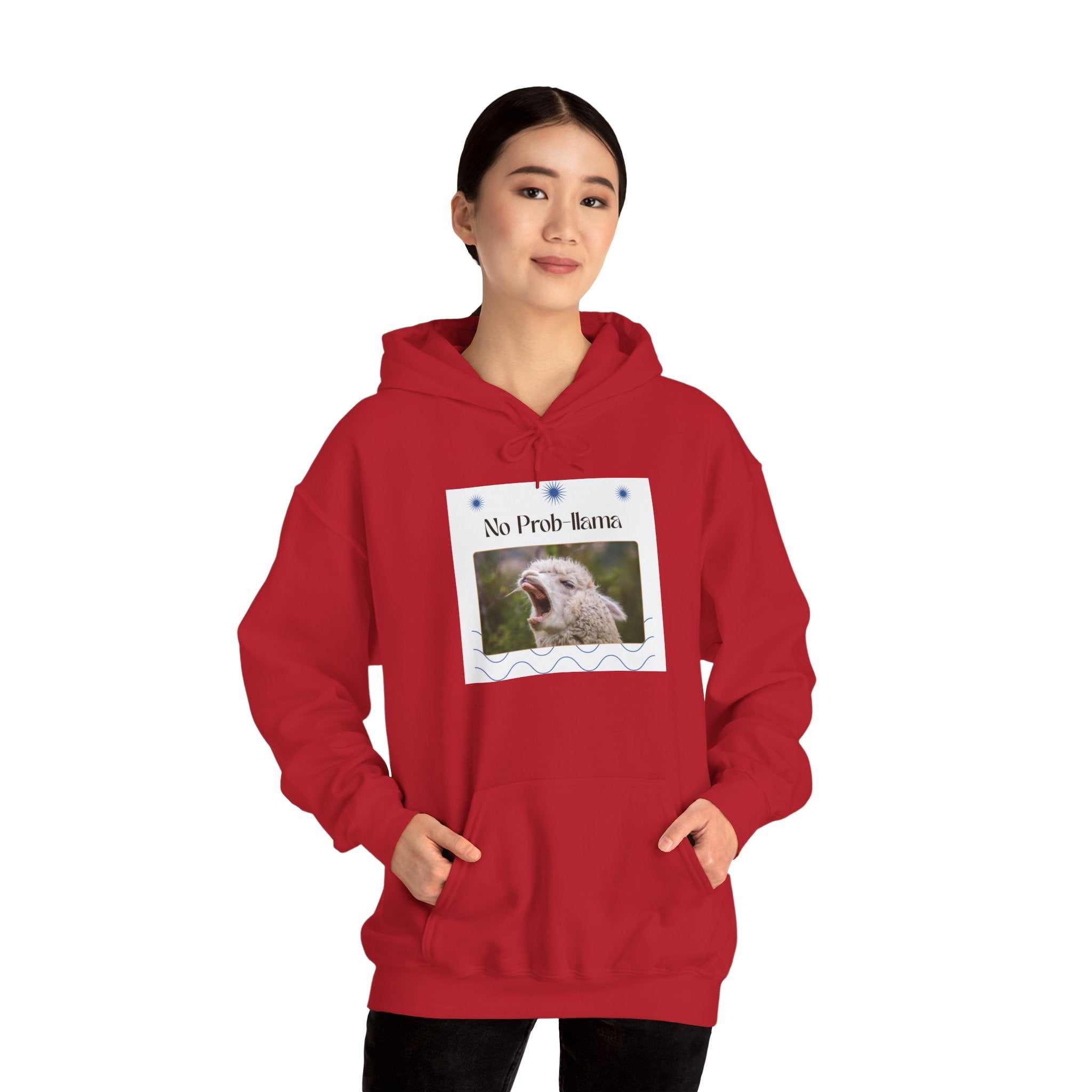 "No Prob-Llama" Unisex Hooded Sweatshirt with Fun Design, Cozy Apparel for Relaxed Days, Gifts for Friends, Casual Wear, Unique Gift Idea, Birthday Present