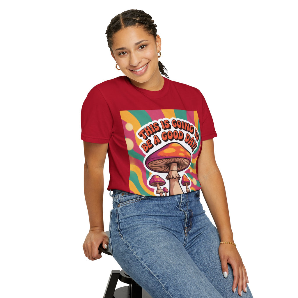 Positive Vibes T-shirt, Retro Mushroom Tee, Unisex Psychedelic Shirt, Gift for Friends, Casual Wear, Summer Essentials