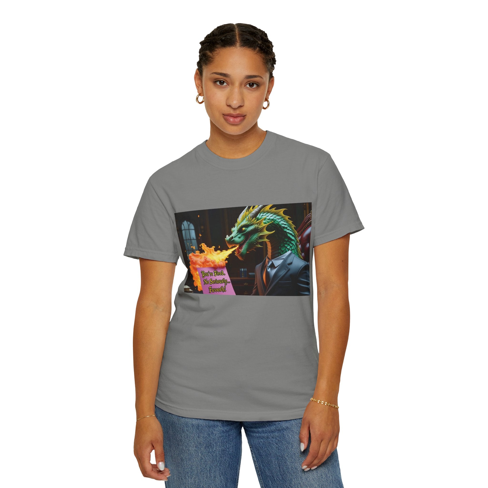 Dragon Fire  Unisex Garment-Dyed T-Shirt, Fun Graphic Tee, Unique Gift, Casual Wear, Fantasy Lover Apparel, Statement Shirt