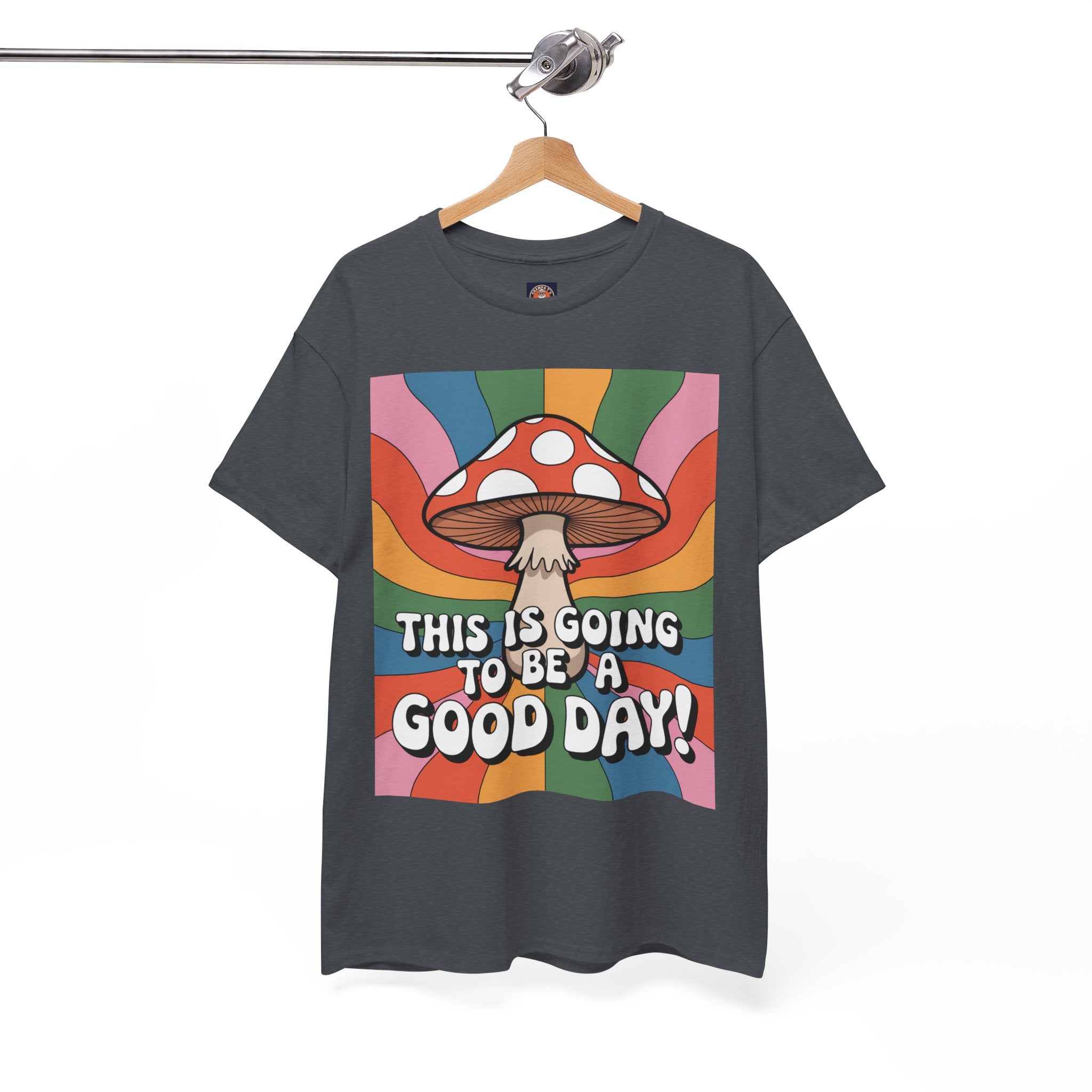 Fun Hippy Mushroom Cheerful Graphic Tee, Positive Vibes T-Shirt for Everyday Wear, Gift for Nature Lovers, Trendy Casual Wear, Eco-Friendly Fashion