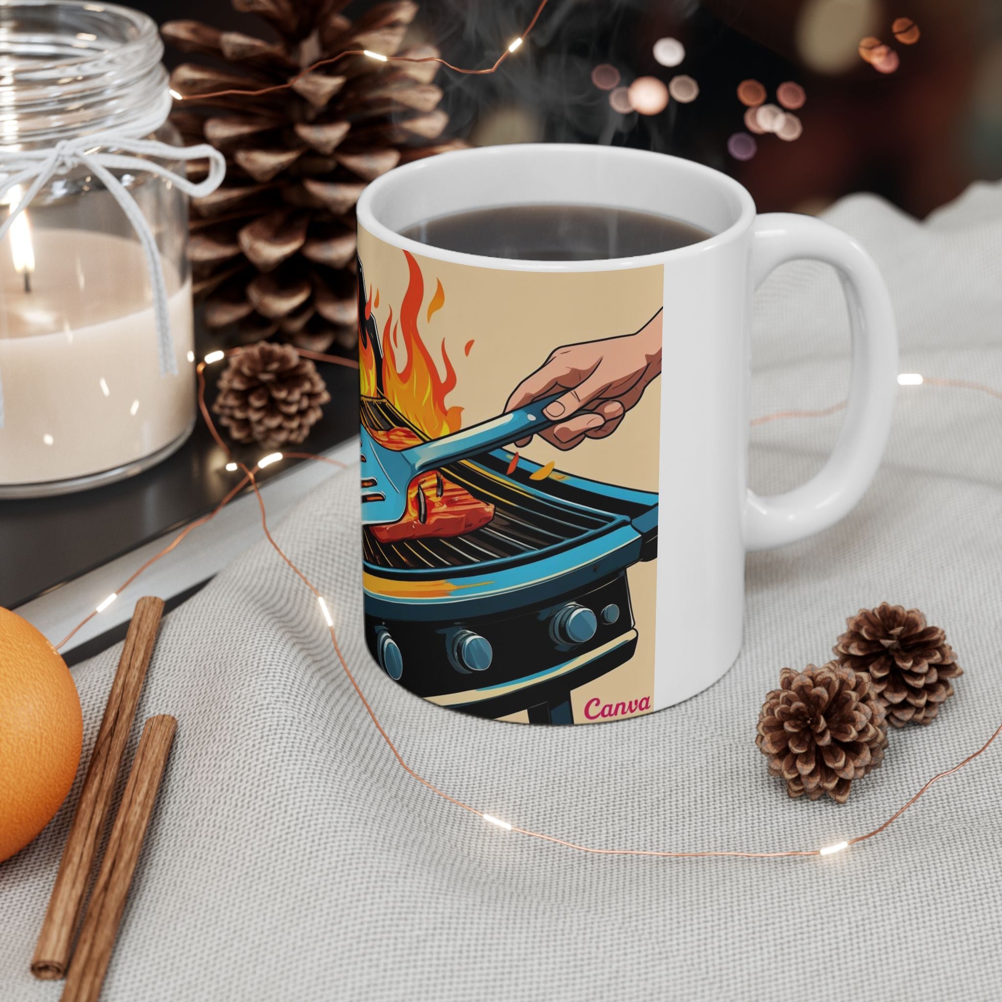 Fun Dad the Grill Master Ceramic Mug - Fun BBQ Coffee Cup for Grill Lovers, Father's Day Gift, Summer BBQ, Fire Up Your Mornings!