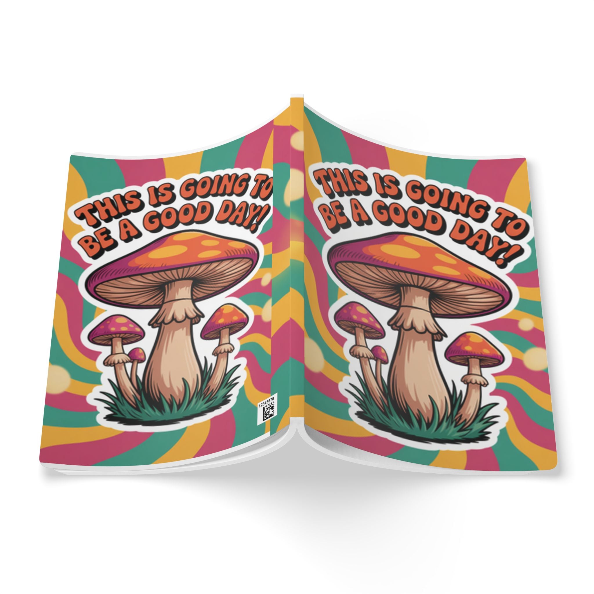 Colorful 70s Mushroom Journal: Positive Vibes Diary, Motivational Notebook, Gift for Writers, Back to School, Nature Lovers