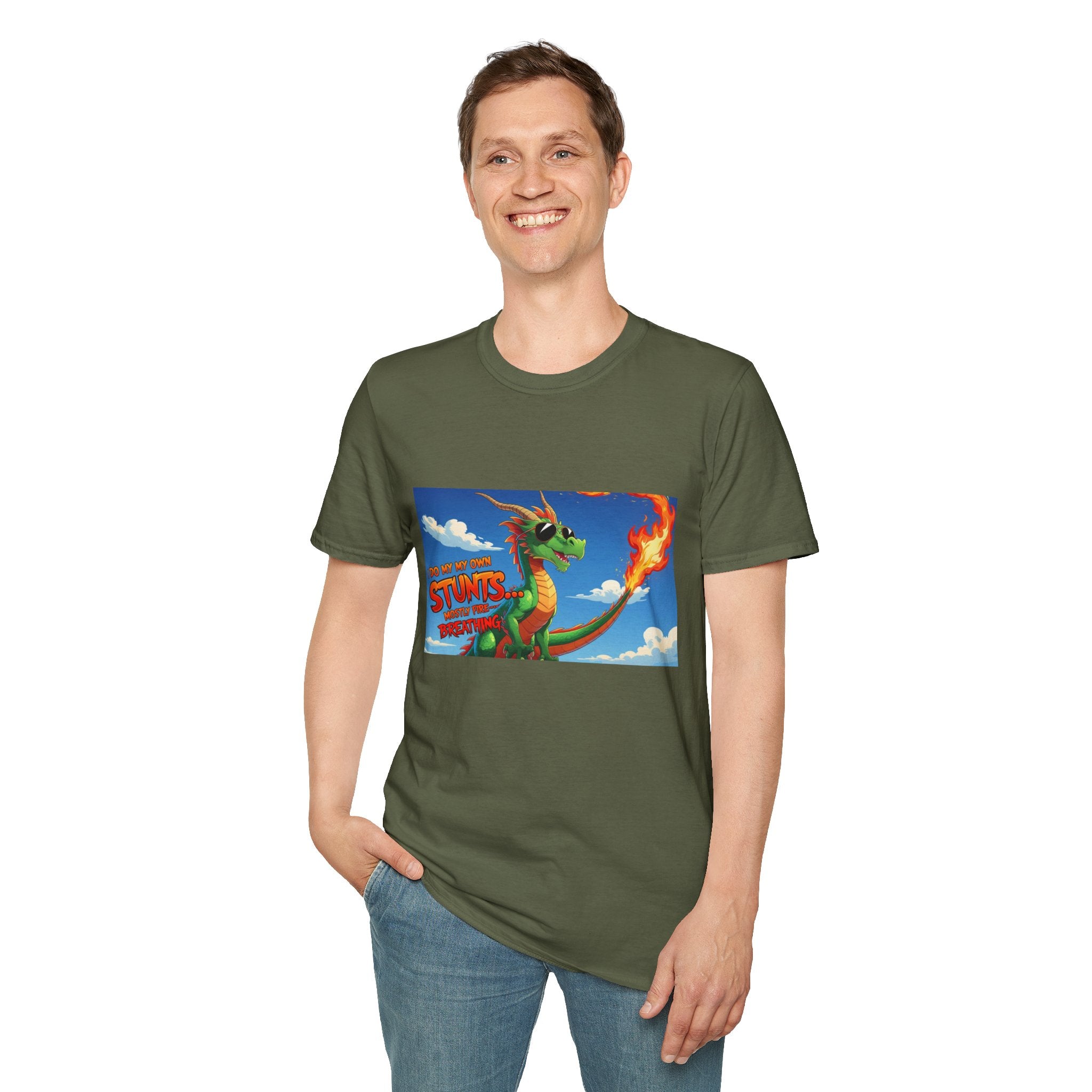 Funny Fire-Breathing Dragon T-Shirt | Fantasy Graphic Tee for Kids and Adults, Unisex Softstyle T-Shirt, Casual Wear, Game Night Apparel, [...]