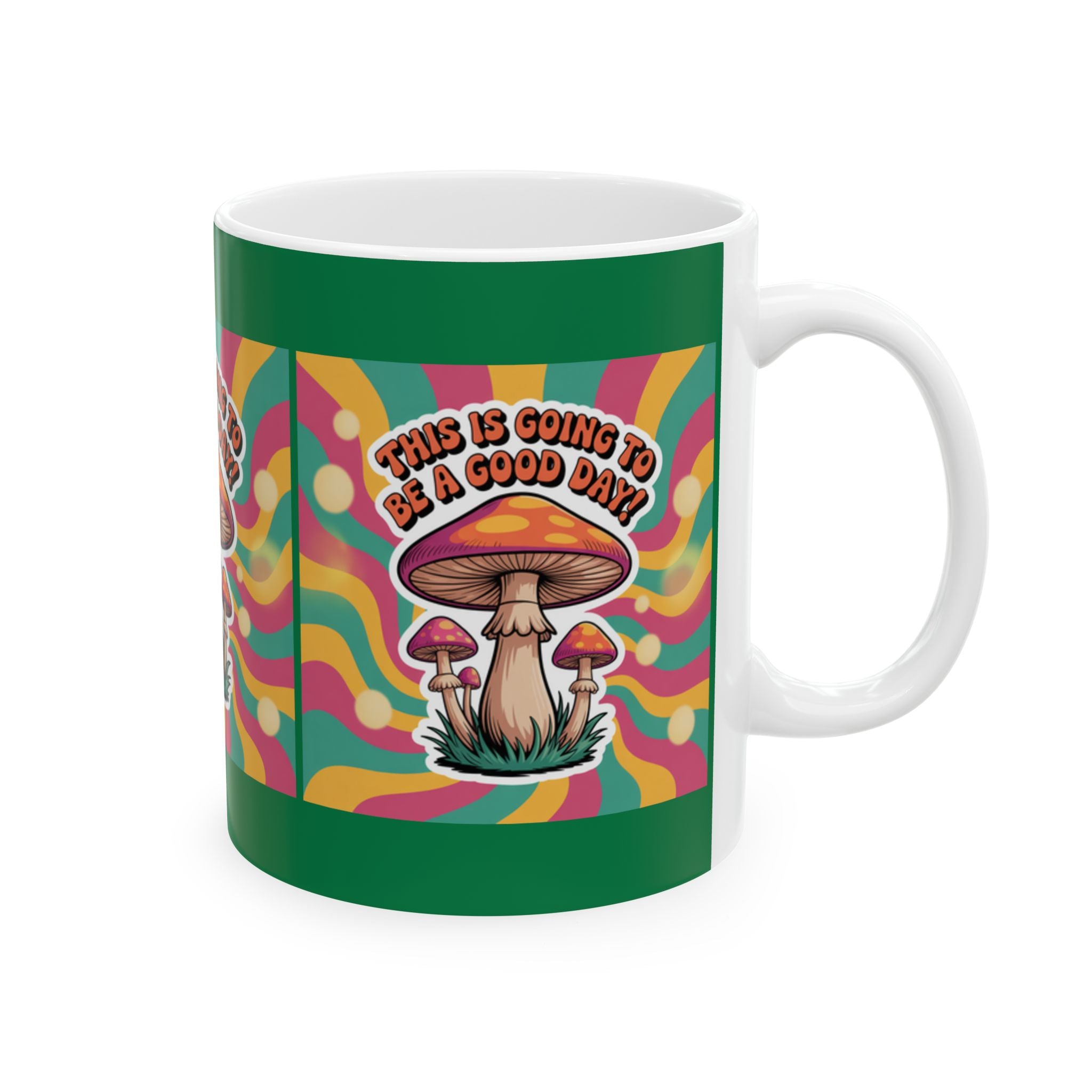 Vibrant Mushroom Ceramic Mug, Fun Coffee Cup for Good Vibes, Gift for Nature Lovers, Tea Time, Boho Decor, Colorful Drinkware