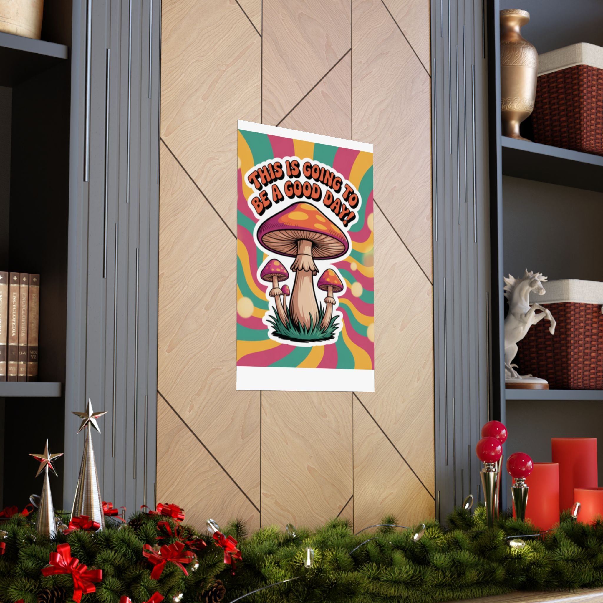 Colorful 70s Retro Mushroom Art Posters - Positive Wall Decor, Psychedelic Prints, Boho Home Decor, Gift for Friends, Inspirational Wall Art