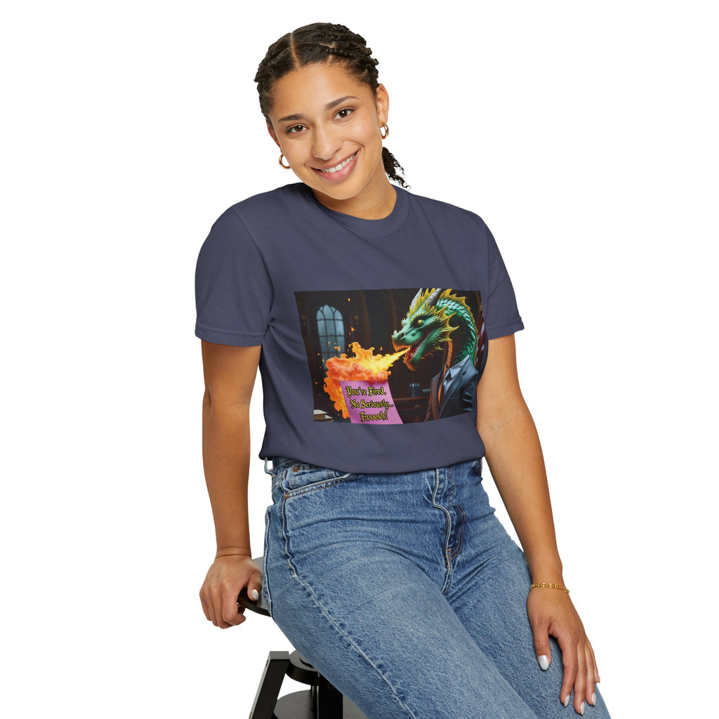 Dragon Fire  Unisex Garment-Dyed T-Shirt, Fun Graphic Tee, Unique Gift, Casual Wear, Fantasy Lover Apparel, Statement Shirt