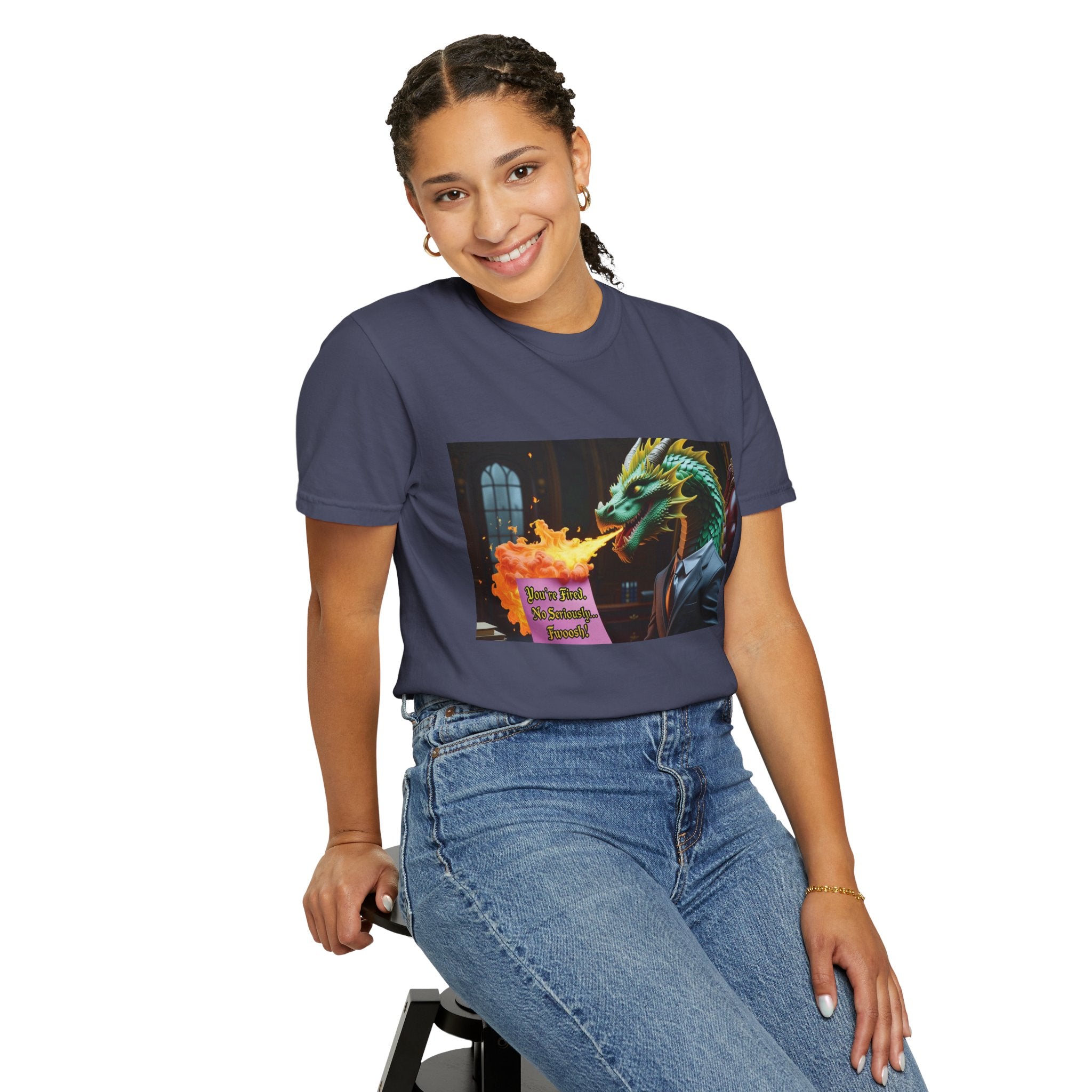 Dragon Fire  Unisex Garment-Dyed T-Shirt, Fun Graphic Tee, Unique Gift, Casual Wear, Fantasy Lover Apparel, Statement Shirt