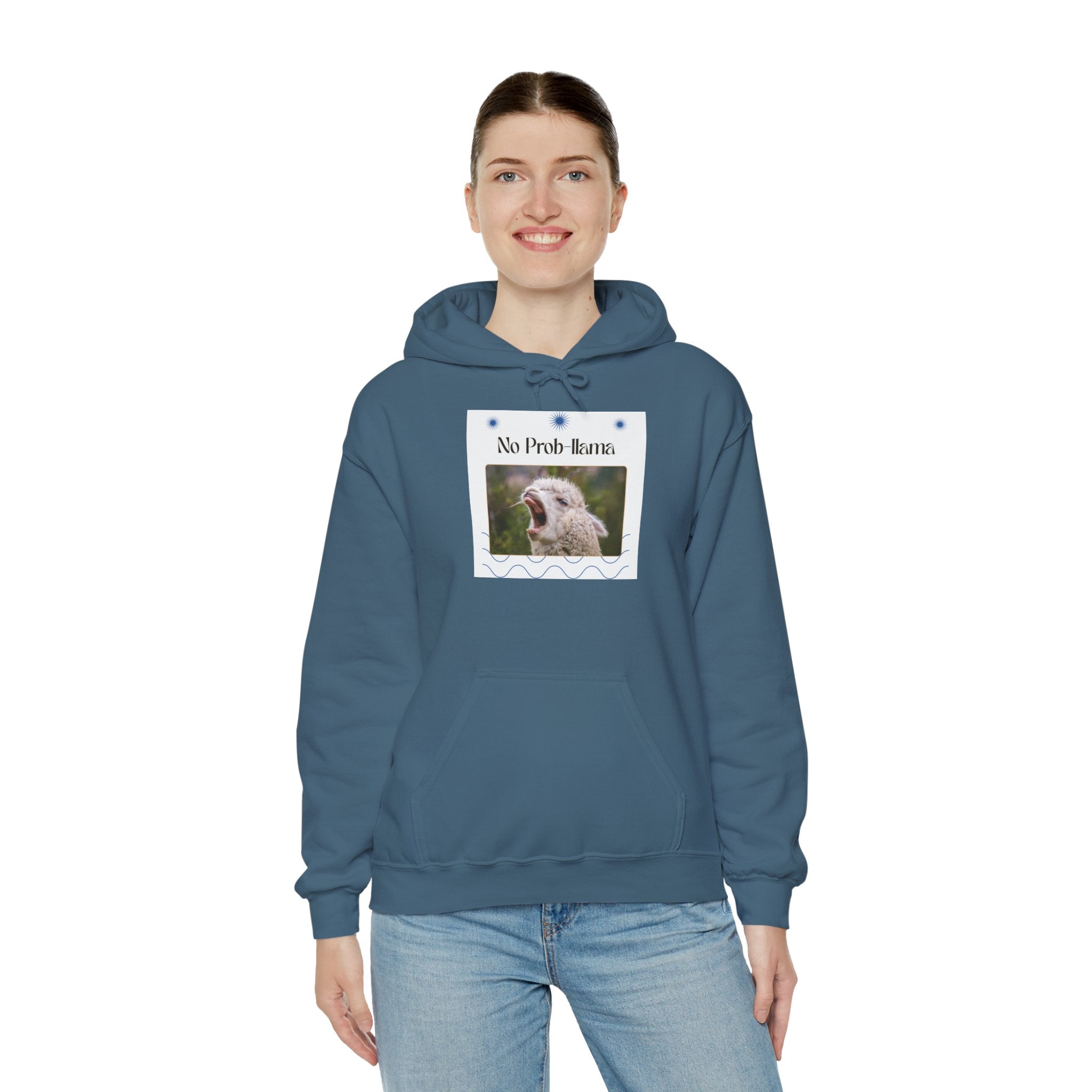 "No Prob-Llama" Unisex Hooded Sweatshirt with Fun Design, Cozy Apparel for Relaxed Days, Gifts for Friends, Casual Wear, Unique Gift Idea, Birthday Present