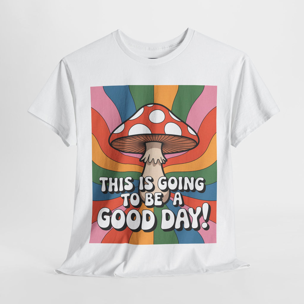 Fun Hippy Mushroom Cheerful Graphic Tee, Positive Vibes T-Shirt for Everyday Wear, Gift for Nature Lovers, Trendy Casual Wear, Eco-Friendly Fashion