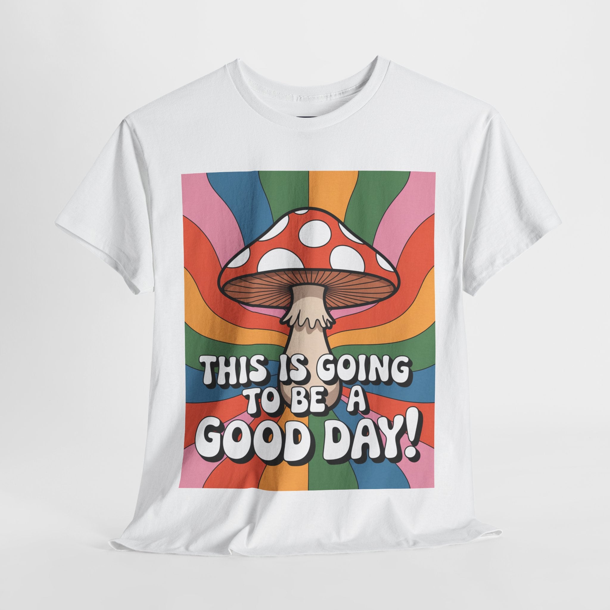 Fun Hippy Mushroom Cheerful Graphic Tee, Positive Vibes T-Shirt for Everyday Wear, Gift for Nature Lovers, Trendy Casual Wear, Eco-Friendly Fashion