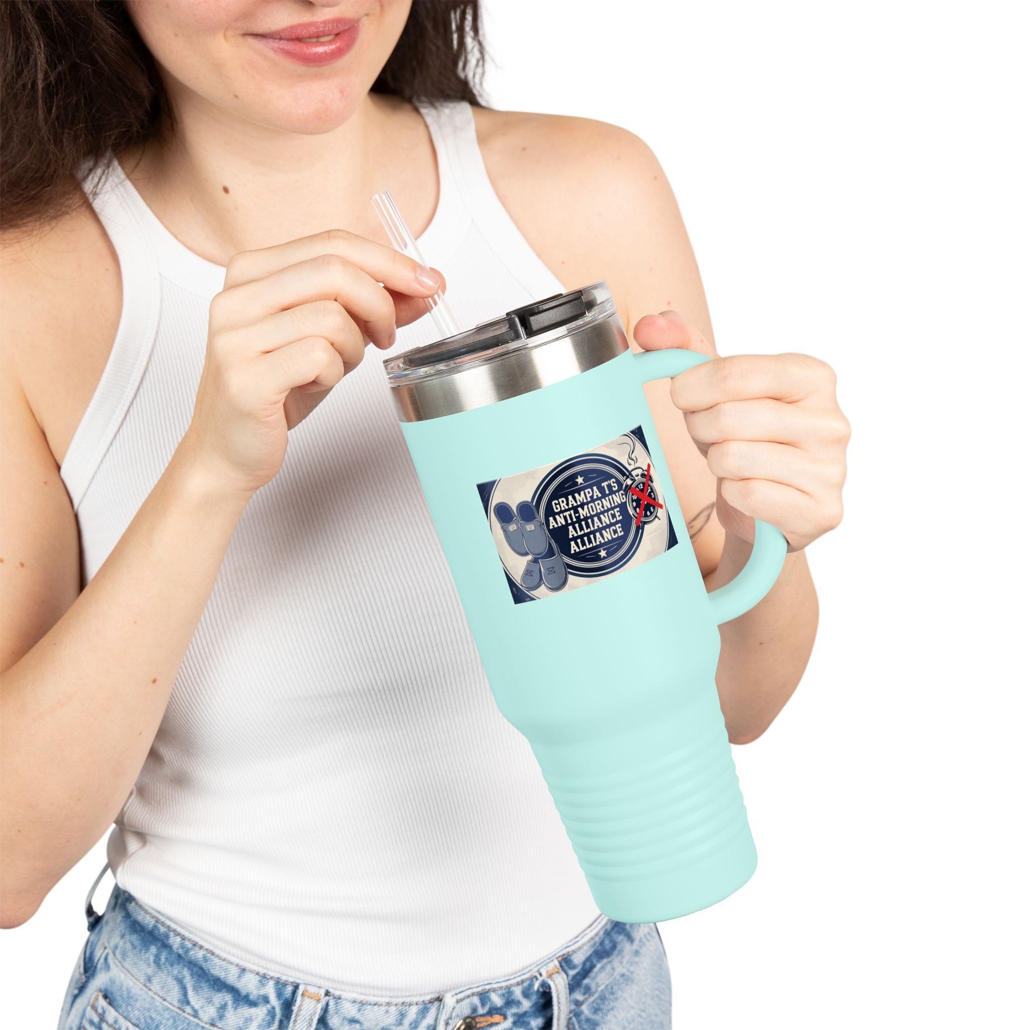Grampa T's Anti-Morning Funny Custom Insulated Travel Mug, 40oz – Perfect for Coffee Lovers, On-the-Go Drinkware, Gifts for Him/Her, Unique Travel Accessories, [...]