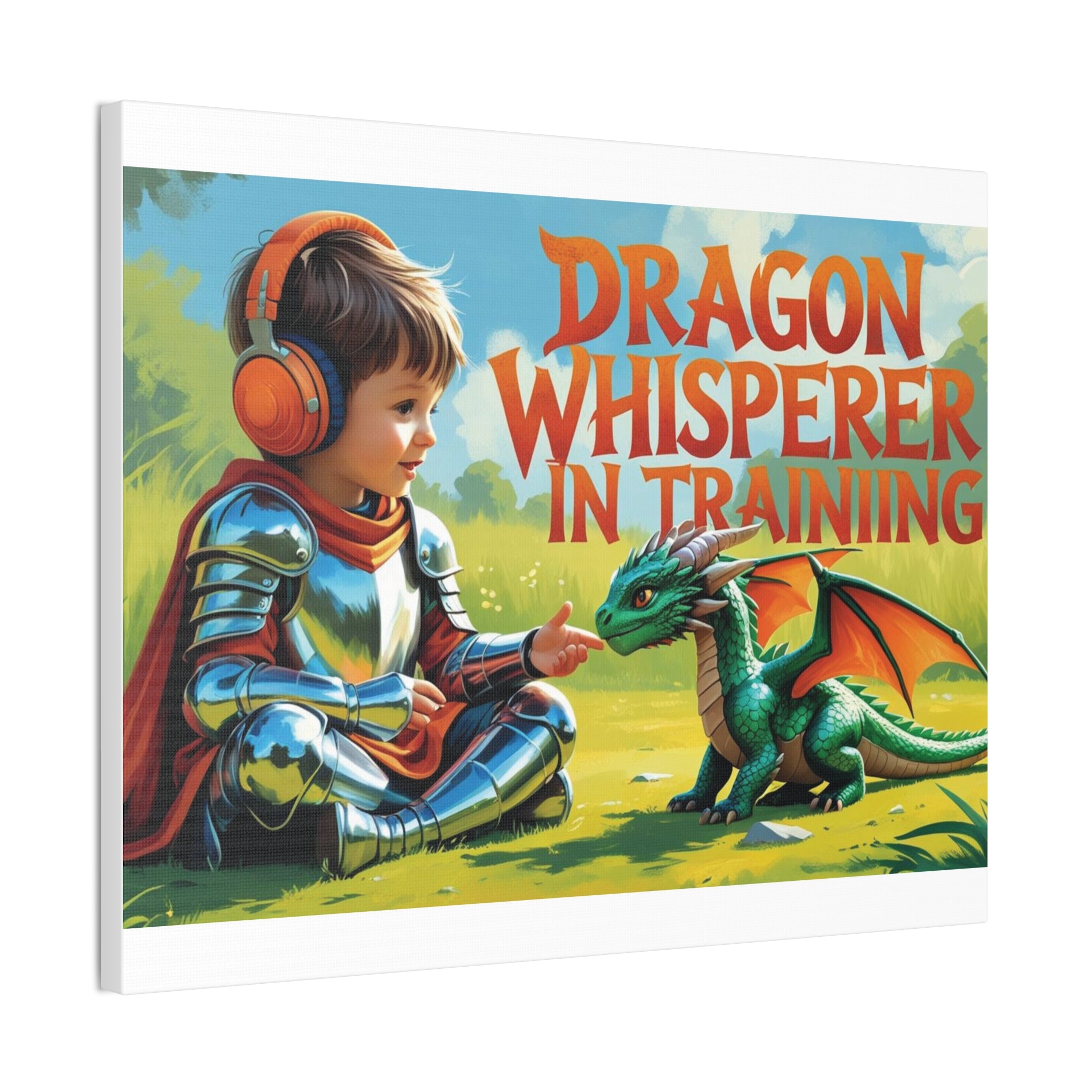 Dragon Whisperer Canvas Print, Playroom Decor, Childrens Wall Art, Fantasy Kids Room, Dragon Lover Gift, Adventure Art, Kid's Room Decor