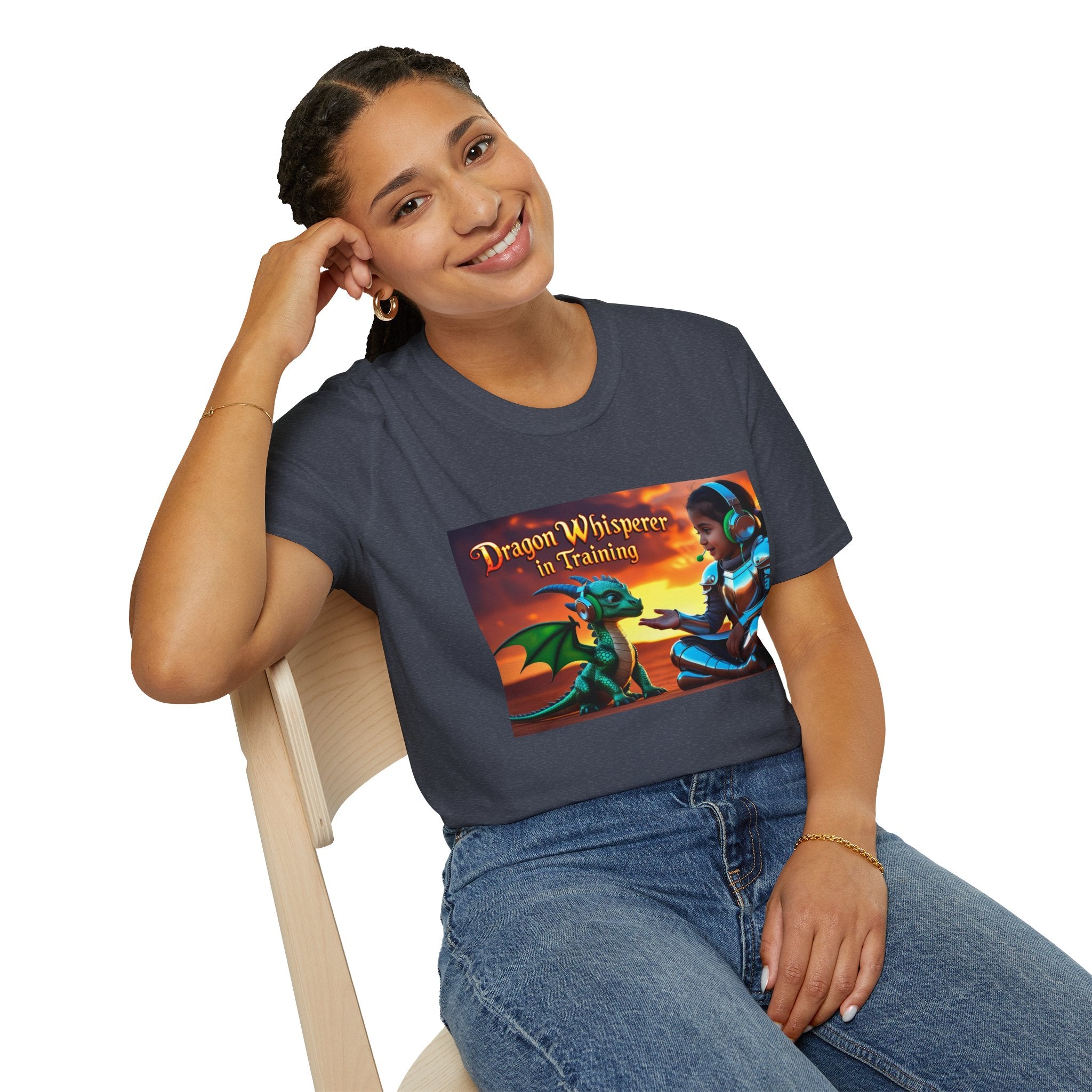 Funny Dragon Whisperer Unisex Softstyle T-Shirt | Fantasy Apparel, Gift for Dragon Lovers, Kids & Adults, Birthday Present, Magical Vibe