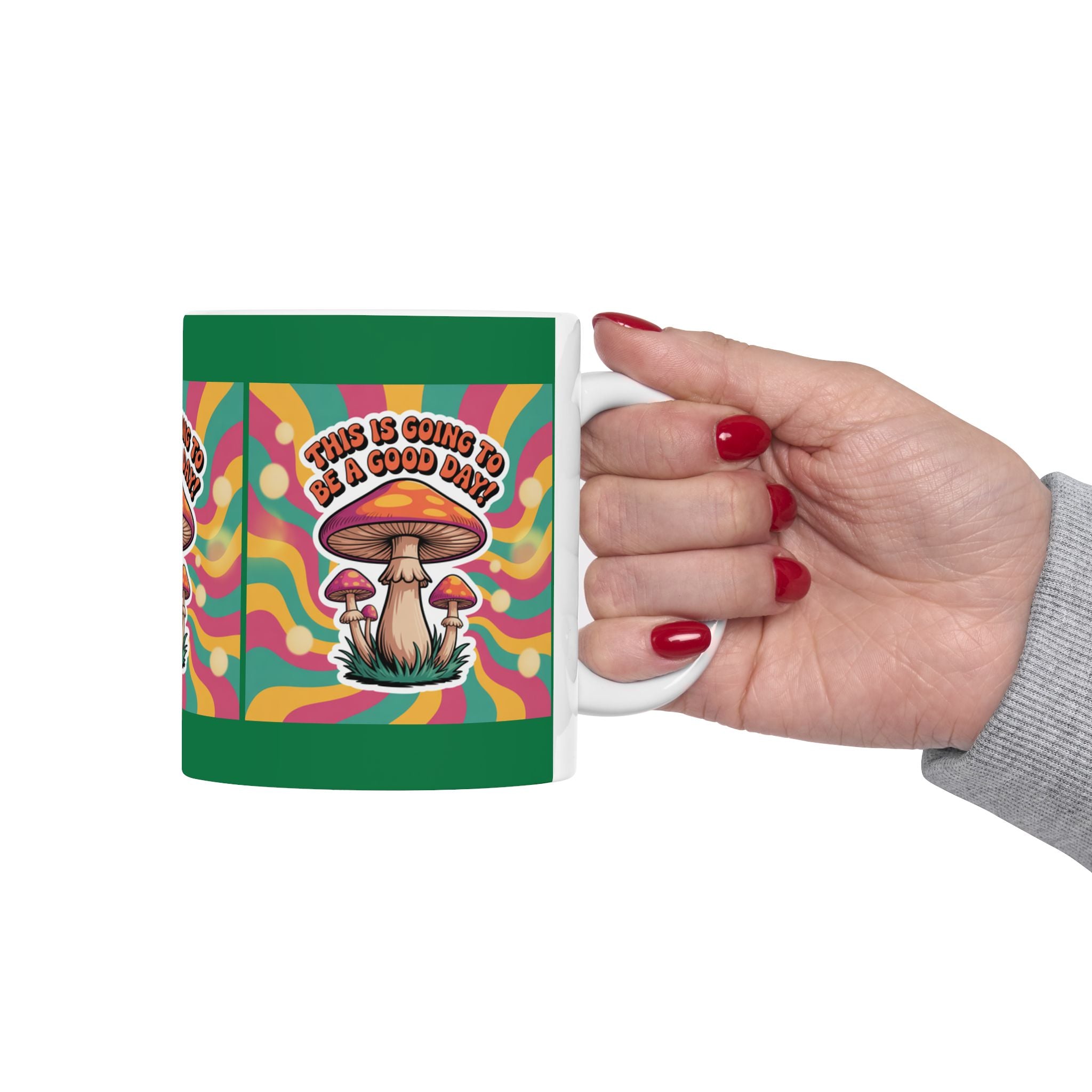 Vibrant Mushroom Ceramic Mug, Fun Coffee Cup for Good Vibes, Gift for Nature Lovers, Tea Time, Boho Decor, Colorful Drinkware