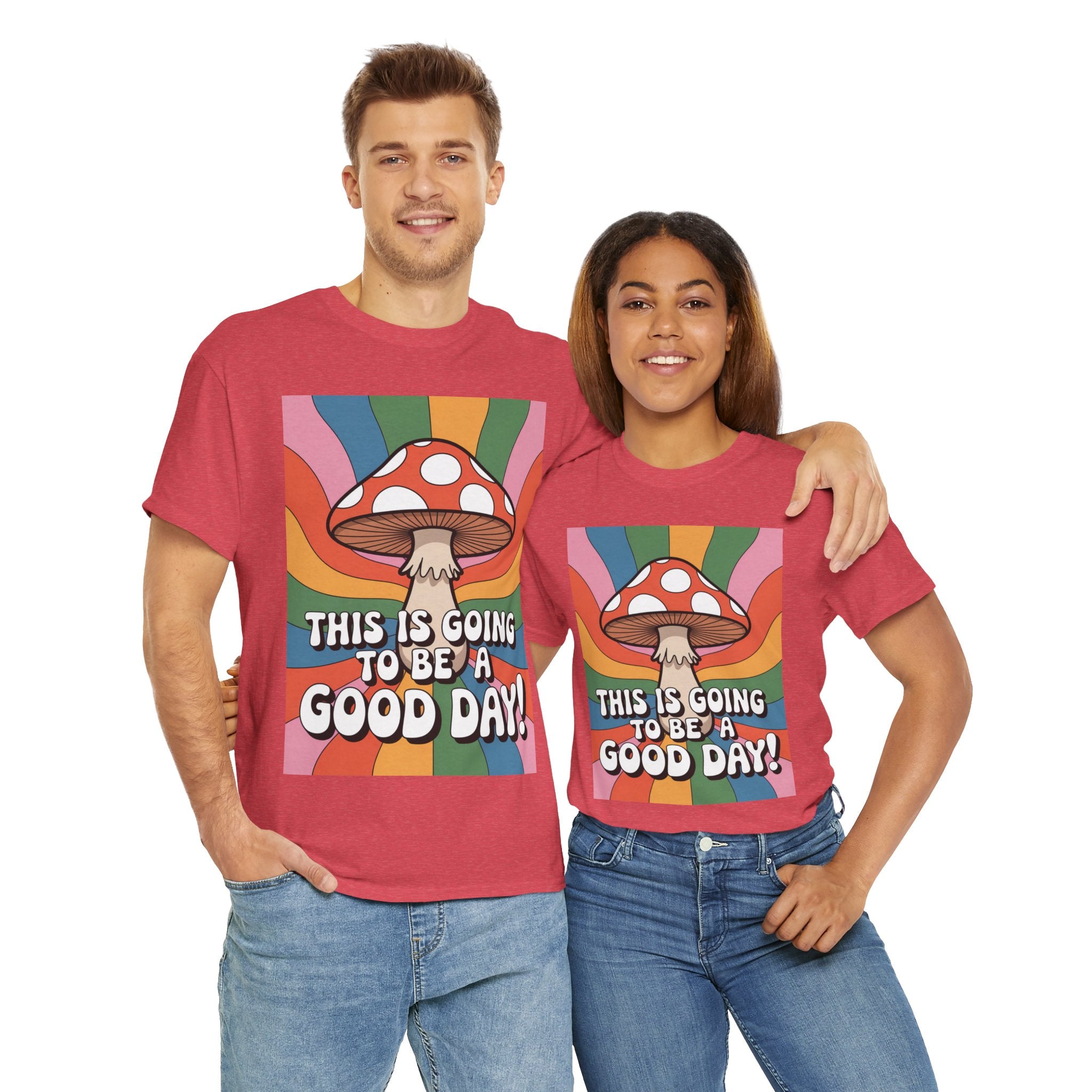 Fun Hippy Mushroom Cheerful Graphic Tee, Positive Vibes T-Shirt for Everyday Wear, Gift for Nature Lovers, Trendy Casual Wear, Eco-Friendly Fashion