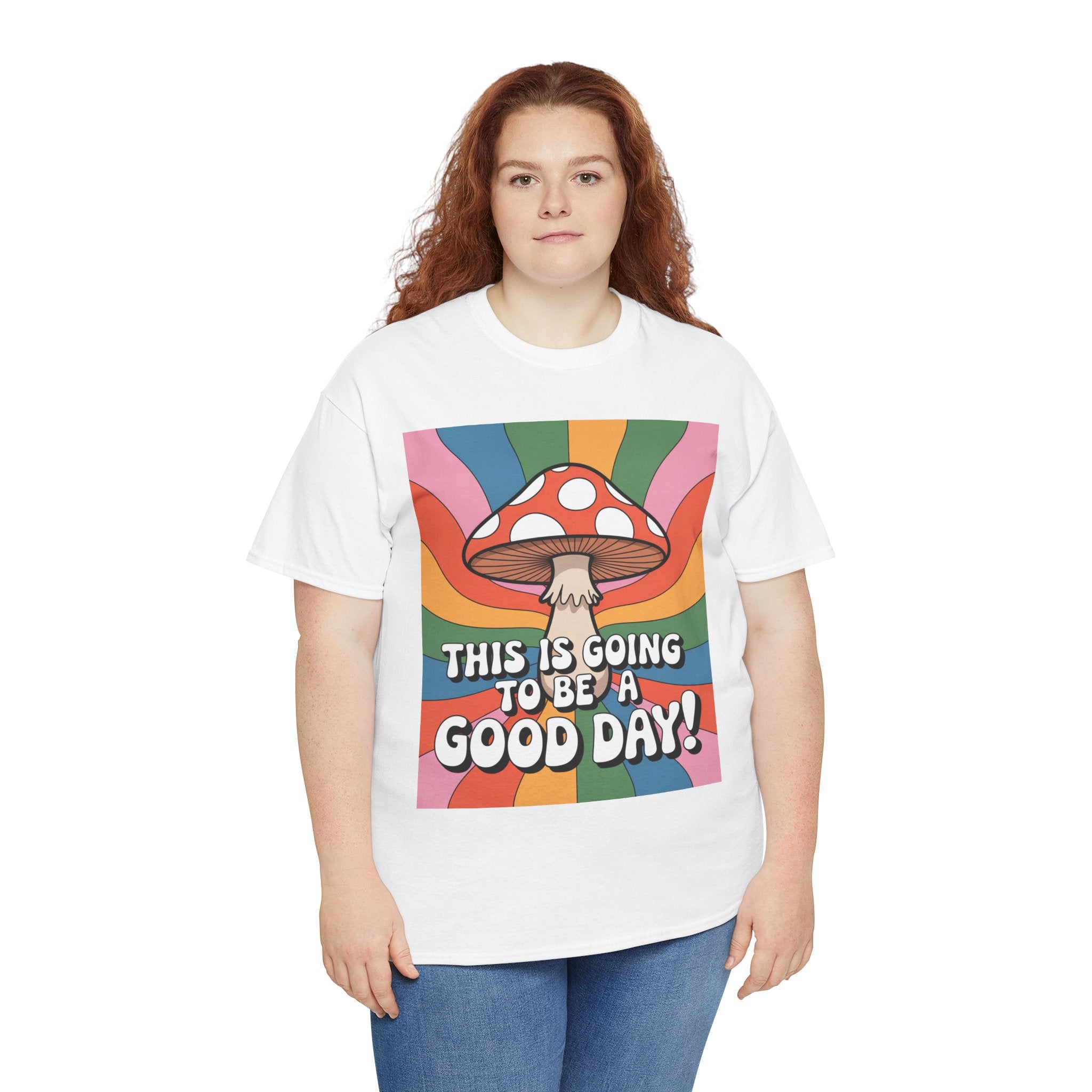 Fun Hippy Mushroom Cheerful Graphic Tee, Positive Vibes T-Shirt for Everyday Wear, Gift for Nature Lovers, Trendy Casual Wear, Eco-Friendly Fashion