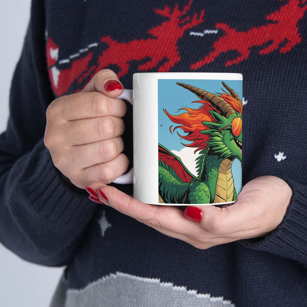 Fire-Breathing Dragon Ceramic Mug - Fun Fantasy Coffee Cup for Dragon Lovers, Fantasy Gifts, Quirky Home Decor, Birthday, Cosplay