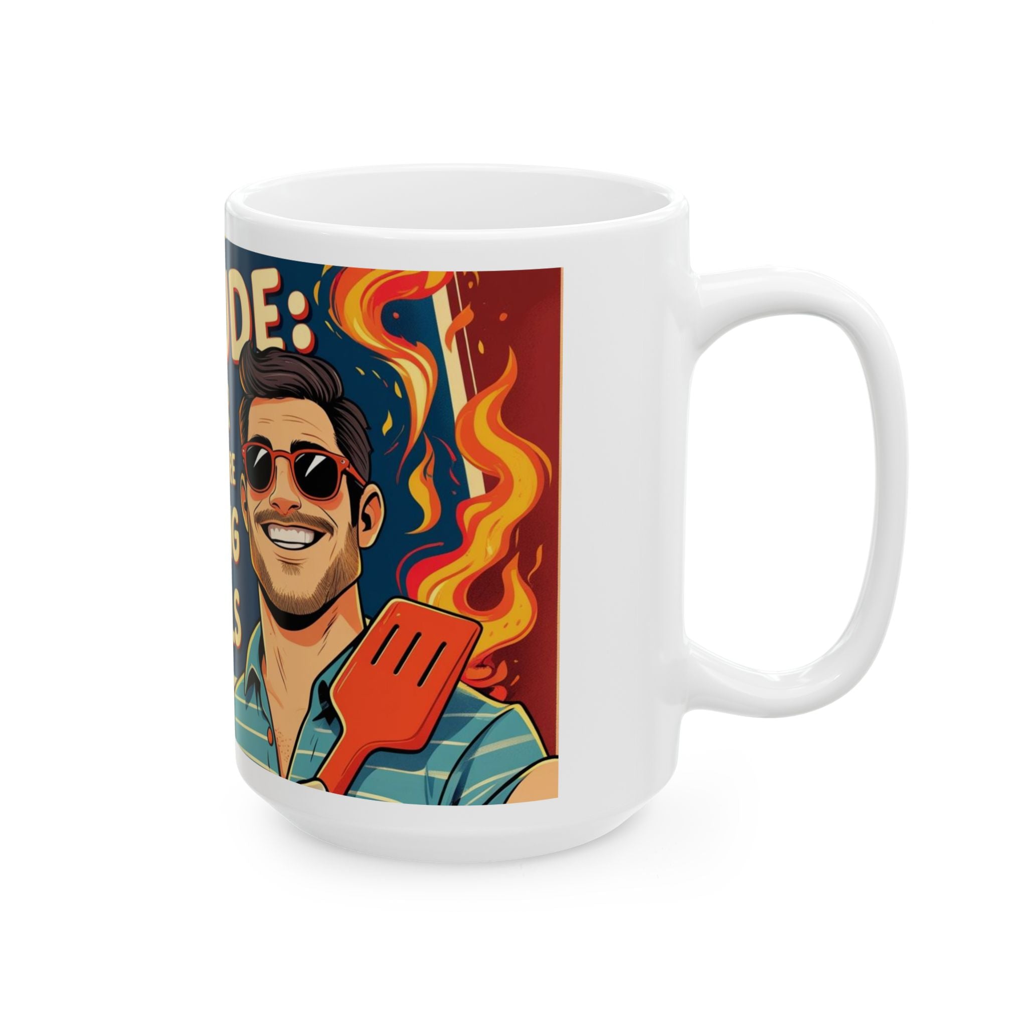 Dadditude Grilling Attitude Ceramic Mug, Fun Coffee Cup, Gift for BBQ Lovers, Humorous Kitchenware, 11oz 15oz