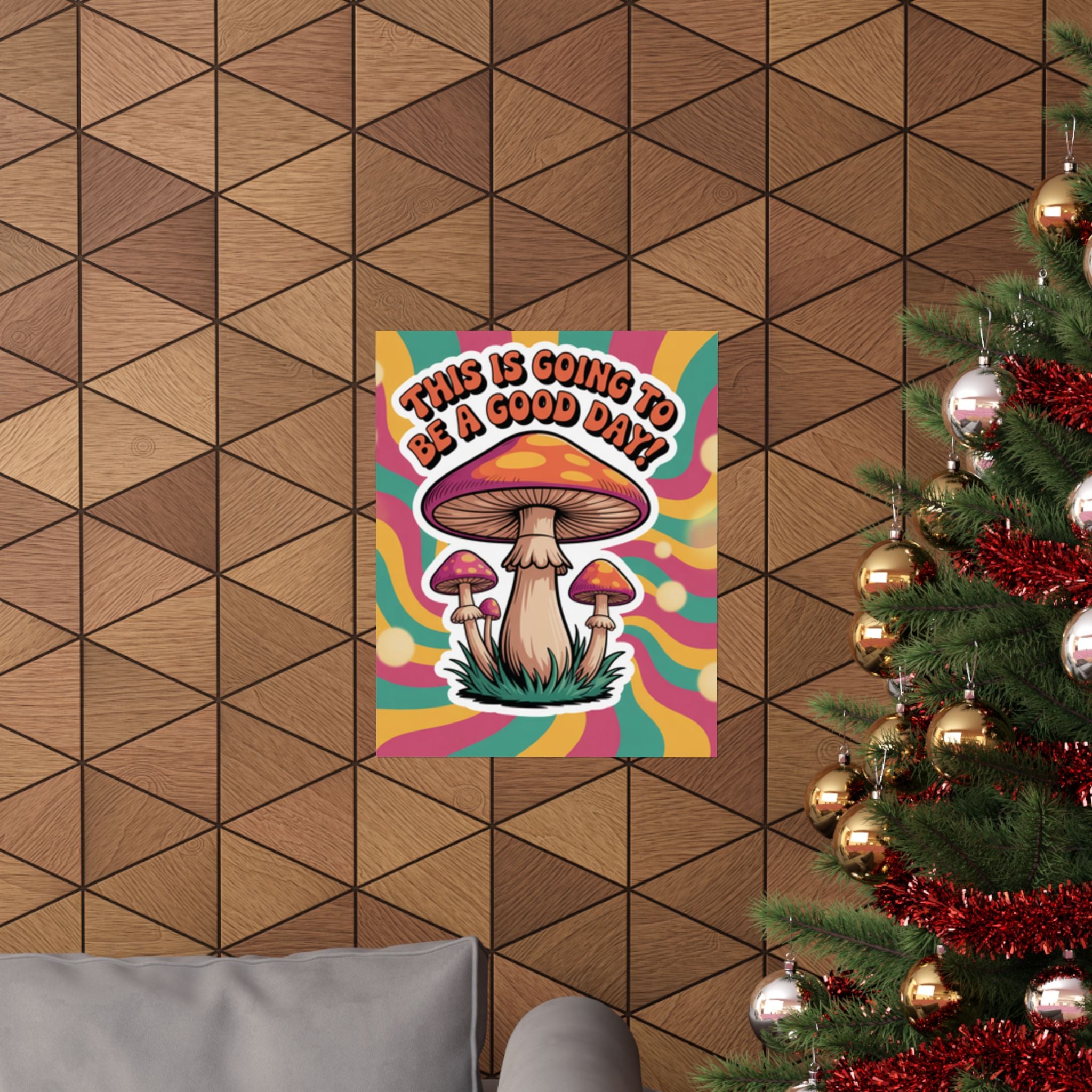 Colorful 70s Retro Mushroom Art Posters - Positive Wall Decor, Psychedelic Prints, Boho Home Decor, Gift for Friends, Inspirational Wall Art
