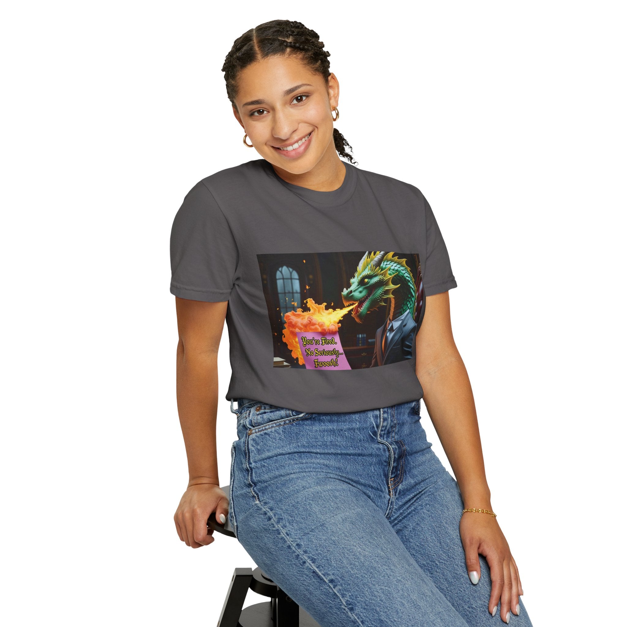 Dragon Fire  Unisex Garment-Dyed T-Shirt, Fun Graphic Tee, Unique Gift, Casual Wear, Fantasy Lover Apparel, Statement Shirt