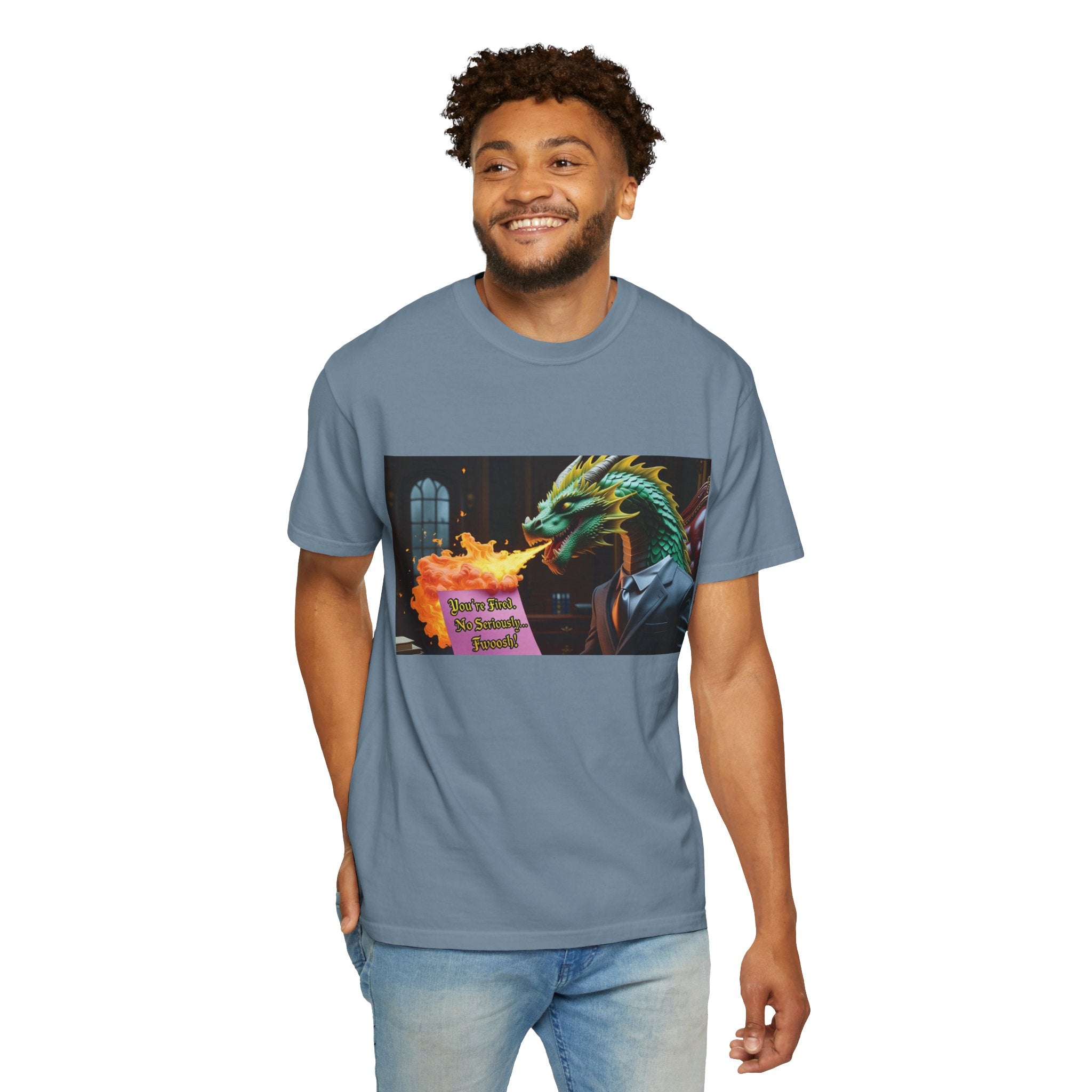 Dragon Fire  Unisex Garment-Dyed T-Shirt, Fun Graphic Tee, Unique Gift, Casual Wear, Fantasy Lover Apparel, Statement Shirt