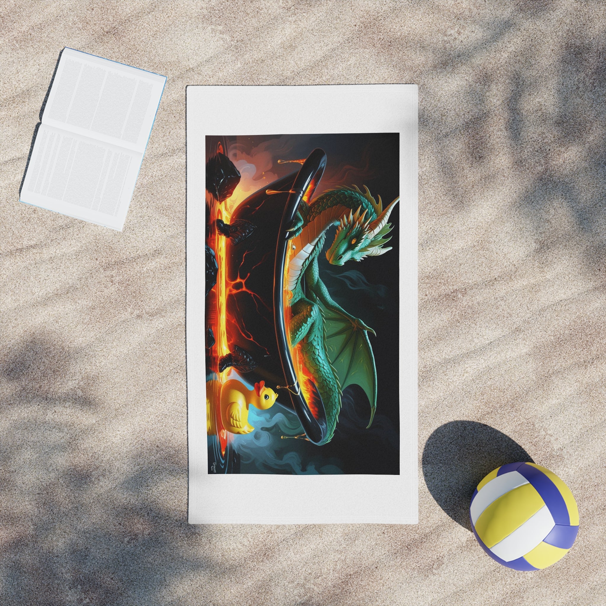 Funny Dragon Bath-time Fantasy Beach Towel, Dragon Artwork Towel, Unique Pool Towel, Whimsical Bath Towel, Gift for Fantasy Lovers, Kids Beach Accessory