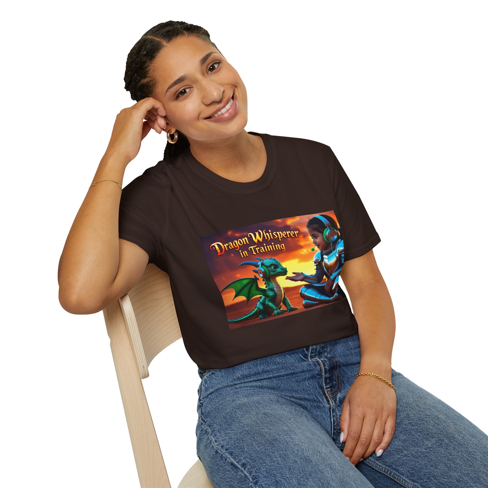 Funny Dragon Whisperer Unisex Softstyle T-Shirt | Fantasy Apparel, Gift for Dragon Lovers, Kids & Adults, Birthday Present, Magical Vibe