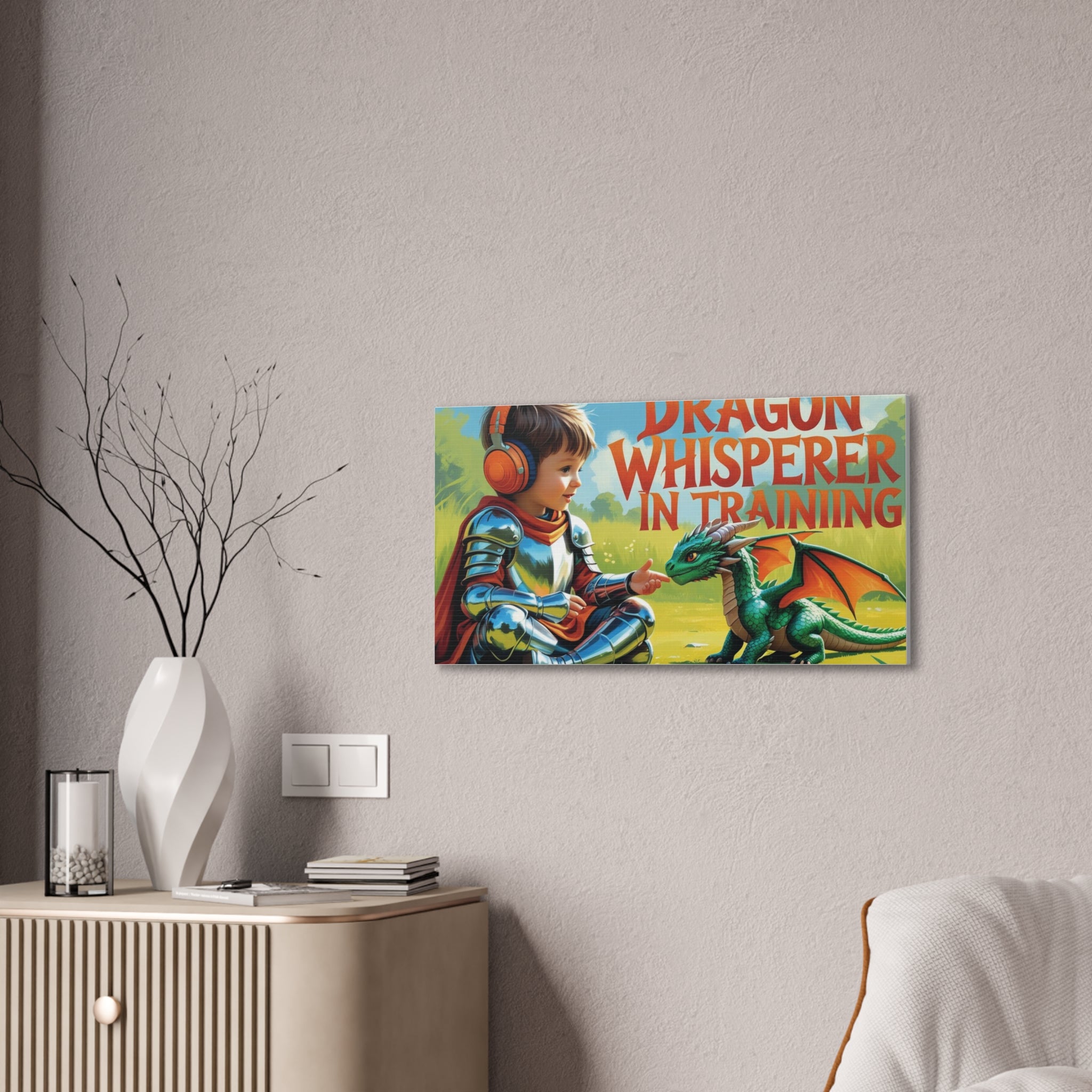 Dragon Whisperer Canvas Print, Playroom Decor, Childrens Wall Art, Fantasy Kids Room, Dragon Lover Gift, Adventure Art, Kid's Room Decor