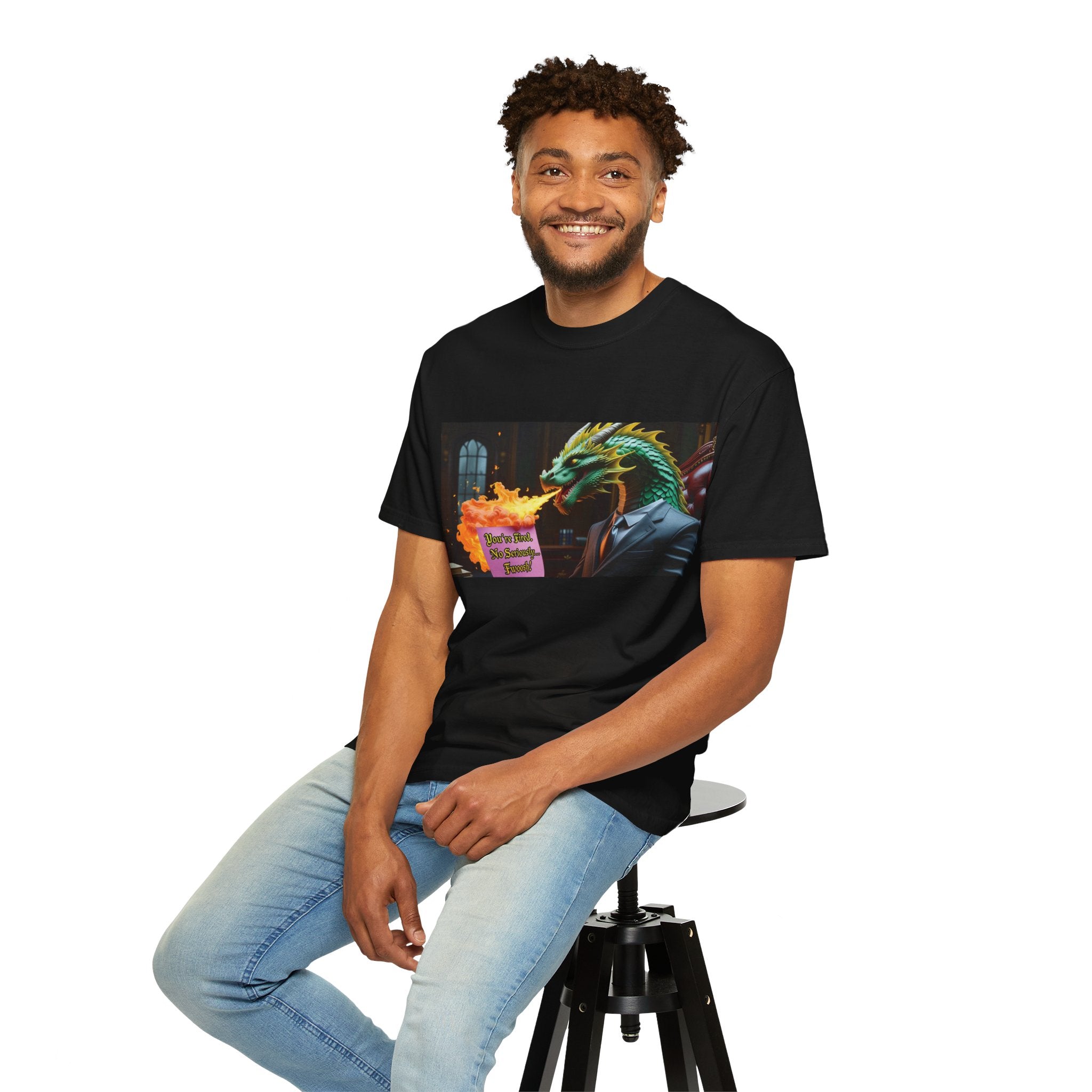 Dragon Fire  Unisex Garment-Dyed T-Shirt, Fun Graphic Tee, Unique Gift, Casual Wear, Fantasy Lover Apparel, Statement Shirt