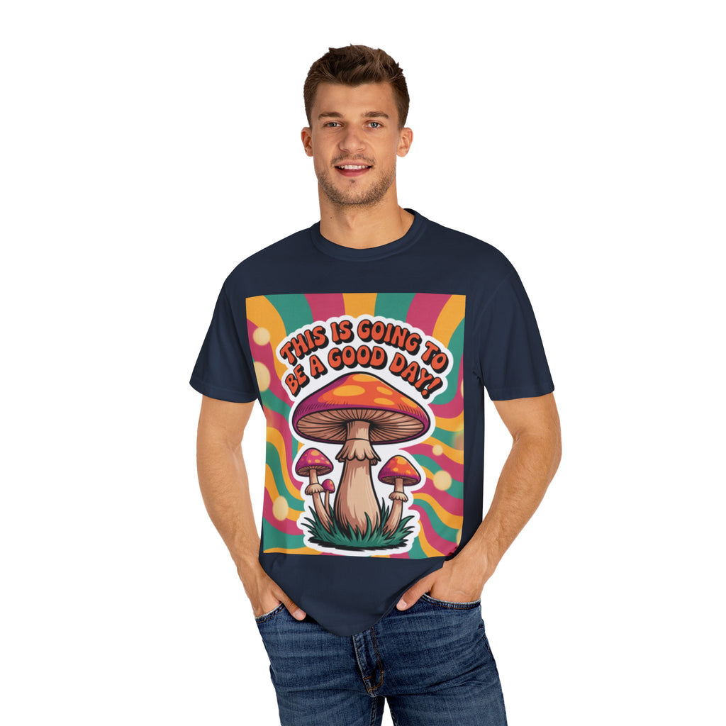 Positive Vibes T-shirt, Retro Mushroom Tee, Unisex Psychedelic Shirt, Gift for Friends, Casual Wear, Summer Essentials