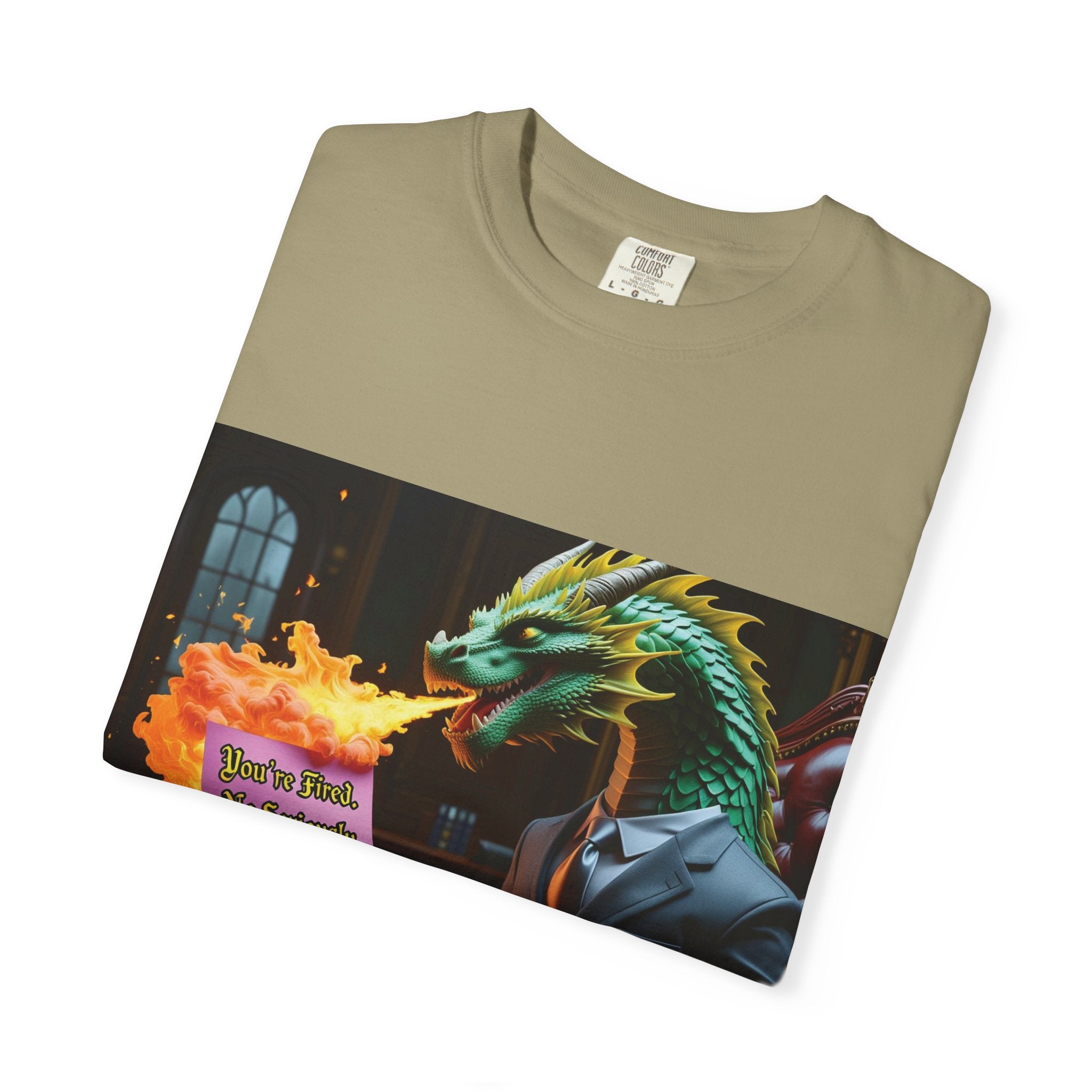 Dragon Fire  Unisex Garment-Dyed T-Shirt, Fun Graphic Tee, Unique Gift, Casual Wear, Fantasy Lover Apparel, Statement Shirt