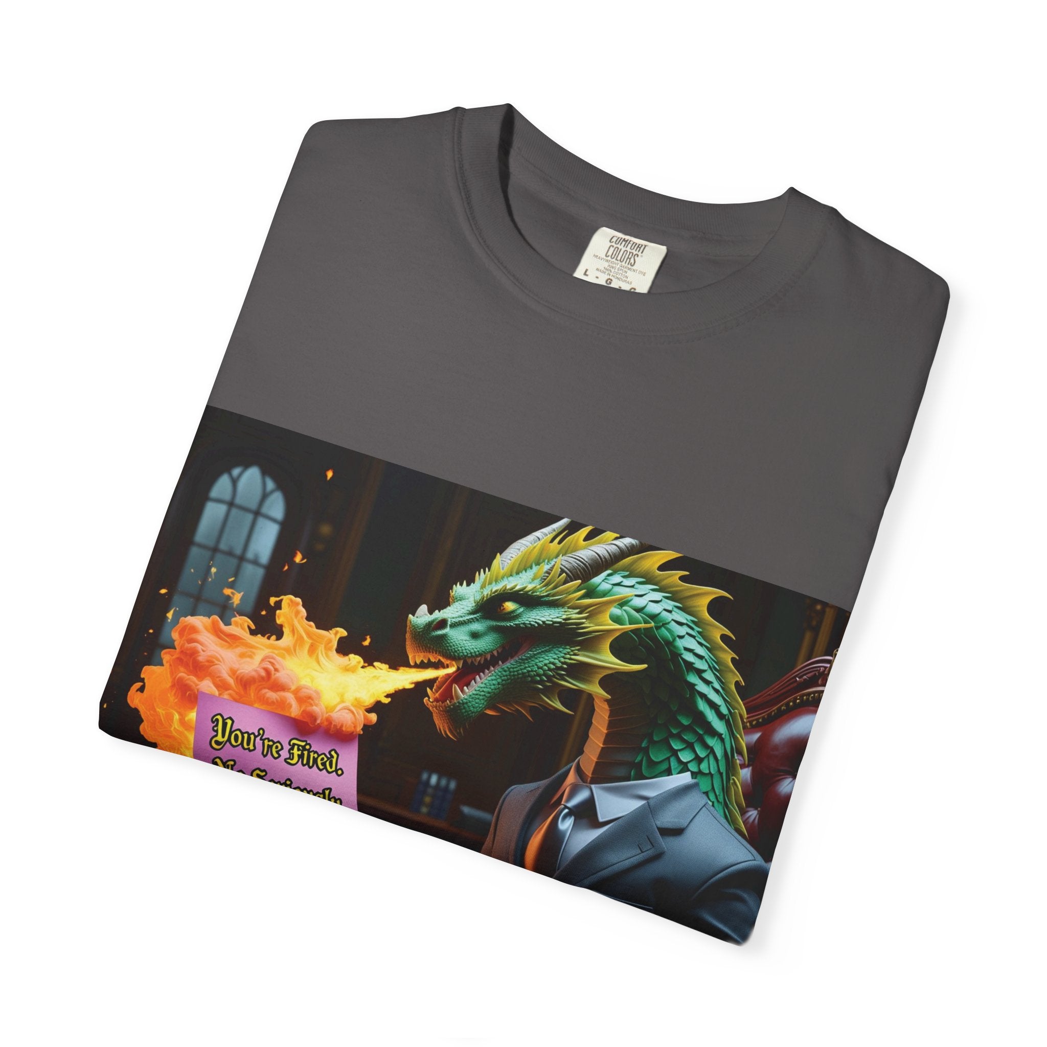 Dragon Fire  Unisex Garment-Dyed T-Shirt, Fun Graphic Tee, Unique Gift, Casual Wear, Fantasy Lover Apparel, Statement Shirt