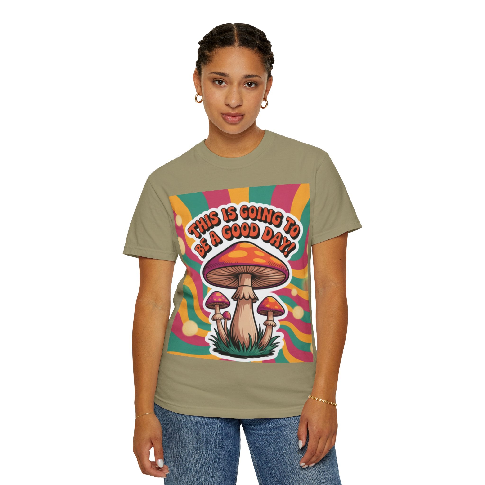 Positive Vibes T-shirt, Retro Mushroom Tee, Unisex Psychedelic Shirt, Gift for Friends, Casual Wear, Summer Essentials
