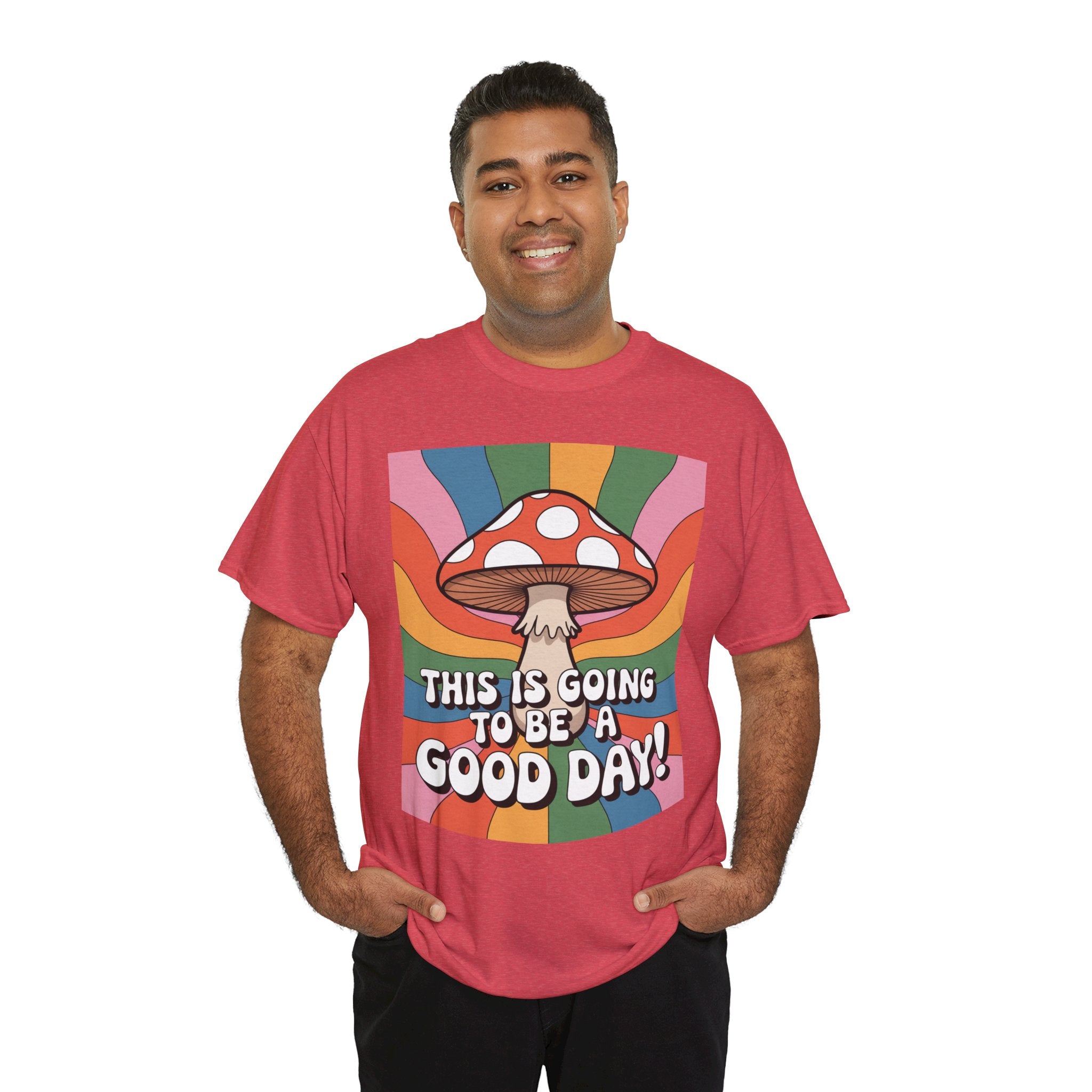 Fun Hippy Mushroom Cheerful Graphic Tee, Positive Vibes T-Shirt for Everyday Wear, Gift for Nature Lovers, Trendy Casual Wear, Eco-Friendly Fashion