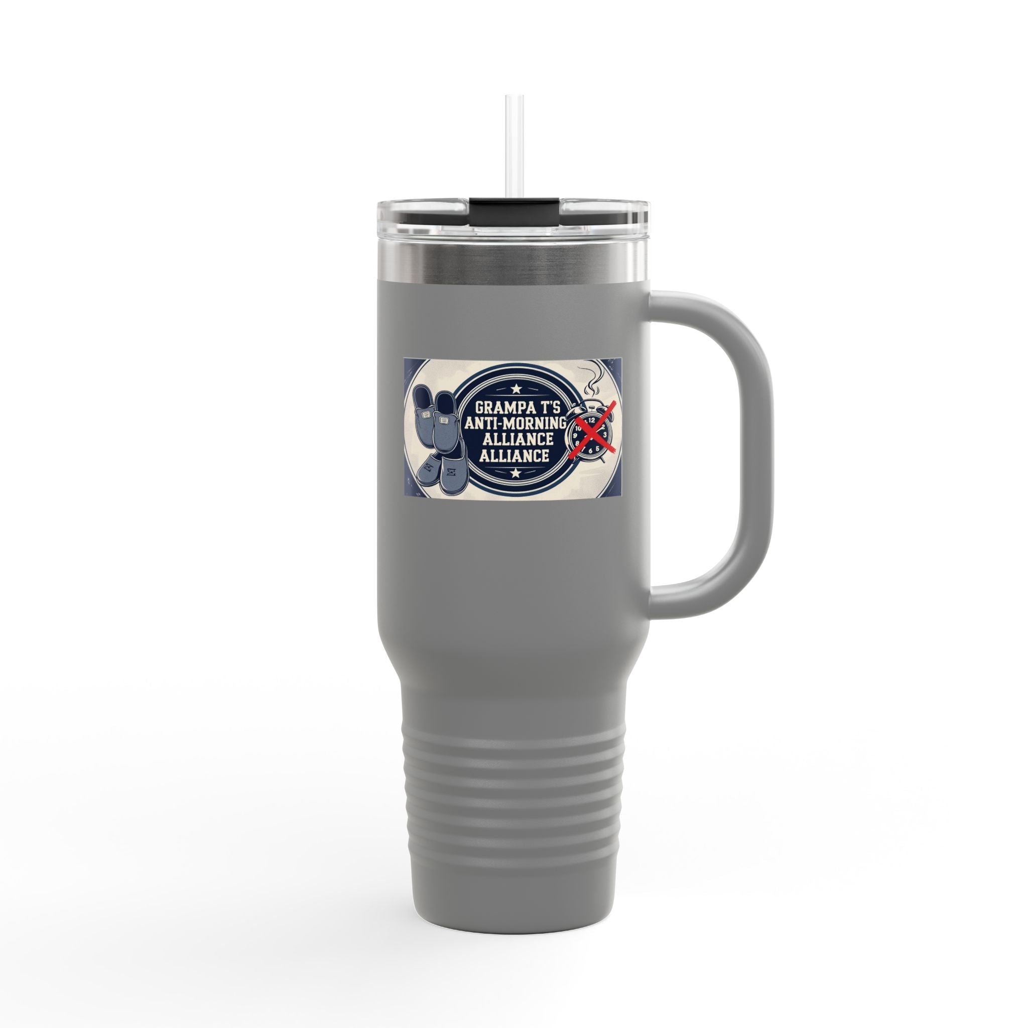 Grampa T's Anti-Morning Funny Custom Insulated Travel Mug, 40oz – Perfect for Coffee Lovers, On-the-Go Drinkware, Gifts for Him/Her, Unique Travel Accessories, [...]