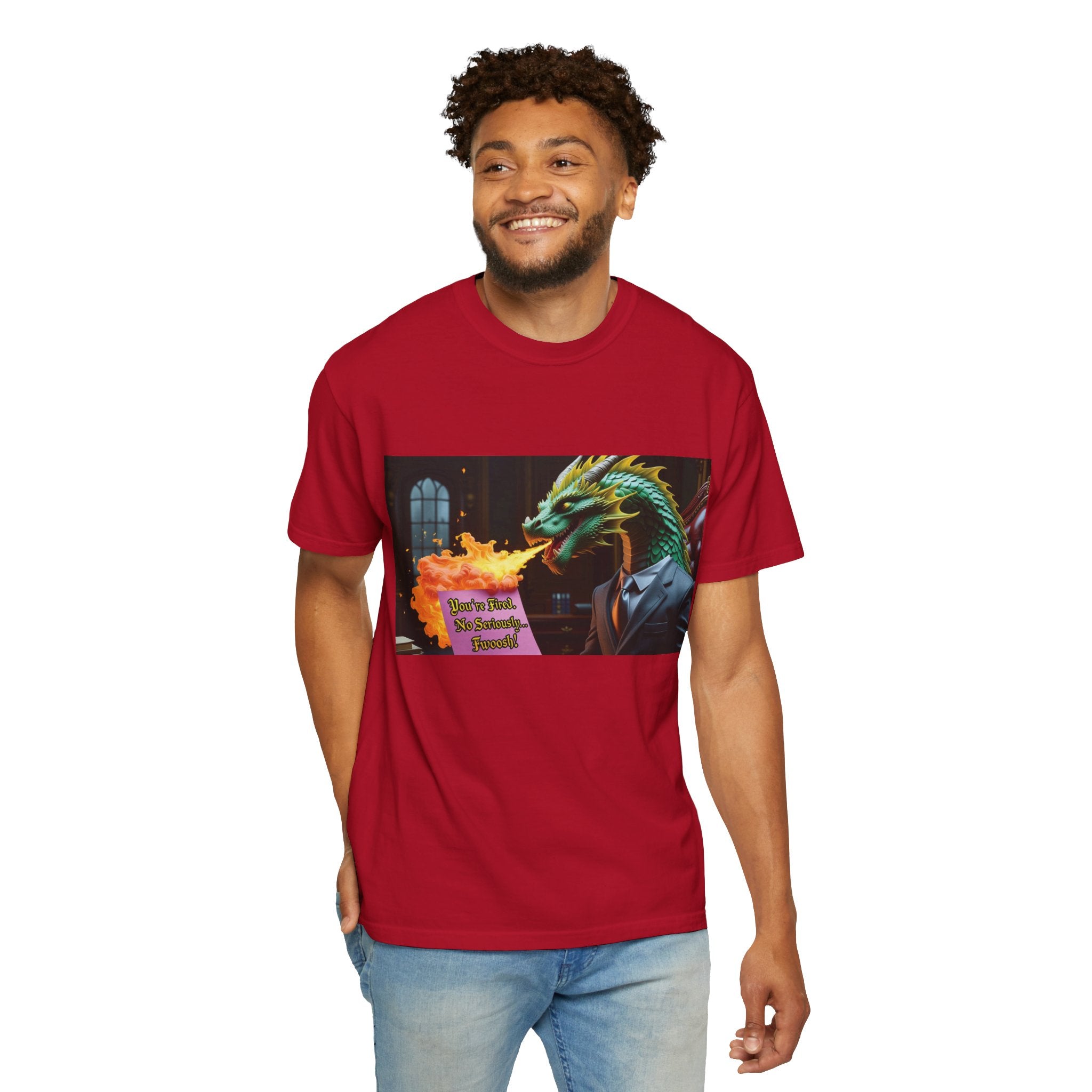 Dragon Fire  Unisex Garment-Dyed T-Shirt, Fun Graphic Tee, Unique Gift, Casual Wear, Fantasy Lover Apparel, Statement Shirt