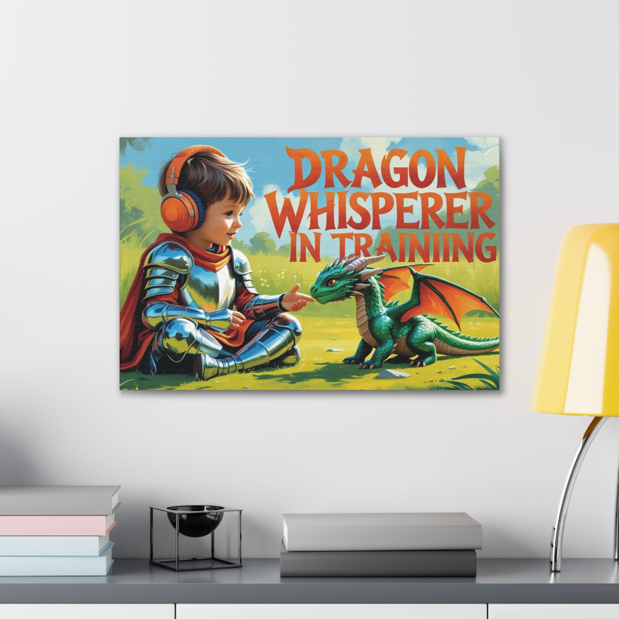 Dragon Whisperer Canvas Print, Playroom Decor, Childrens Wall Art, Fantasy Kids Room, Dragon Lover Gift, Adventure Art, Kid's Room Decor