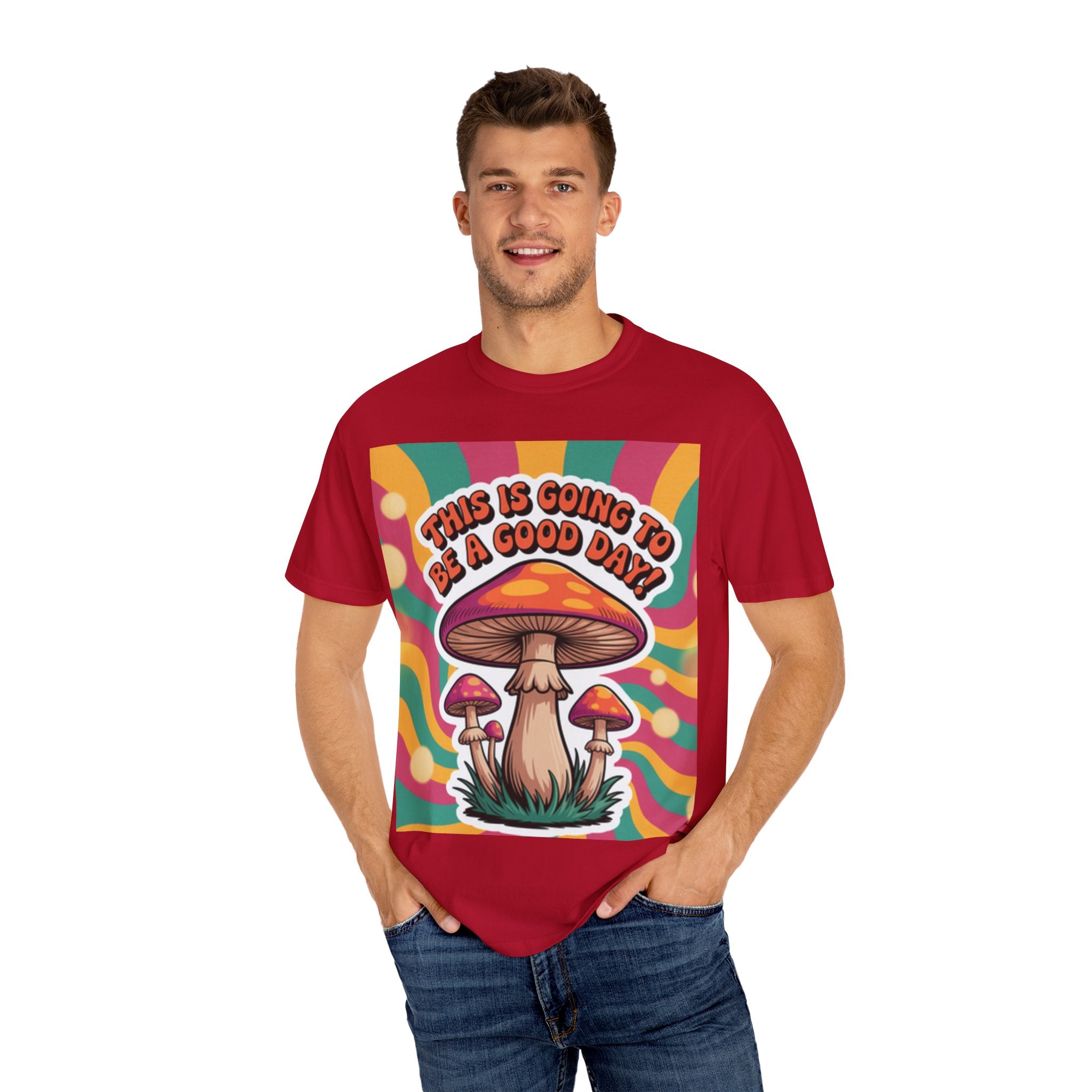 Positive Vibes T-shirt, Retro Mushroom Tee, Unisex Psychedelic Shirt, Gift for Friends, Casual Wear, Summer Essentials