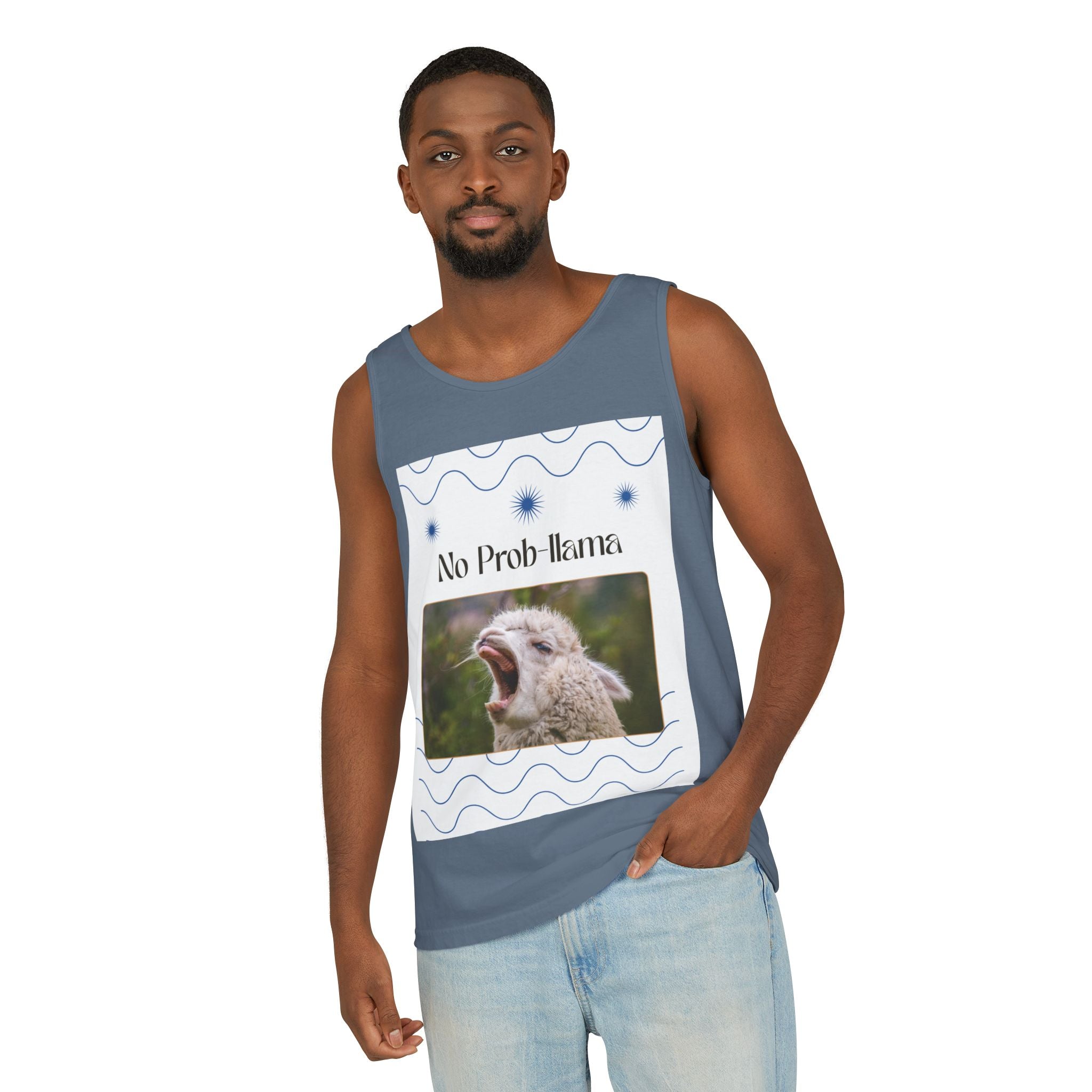 "No Prob-llama" Funny Tank Top – Cute Llama Graphic for Summer Vibes, Animal Lovers, Festivals & Chill Days