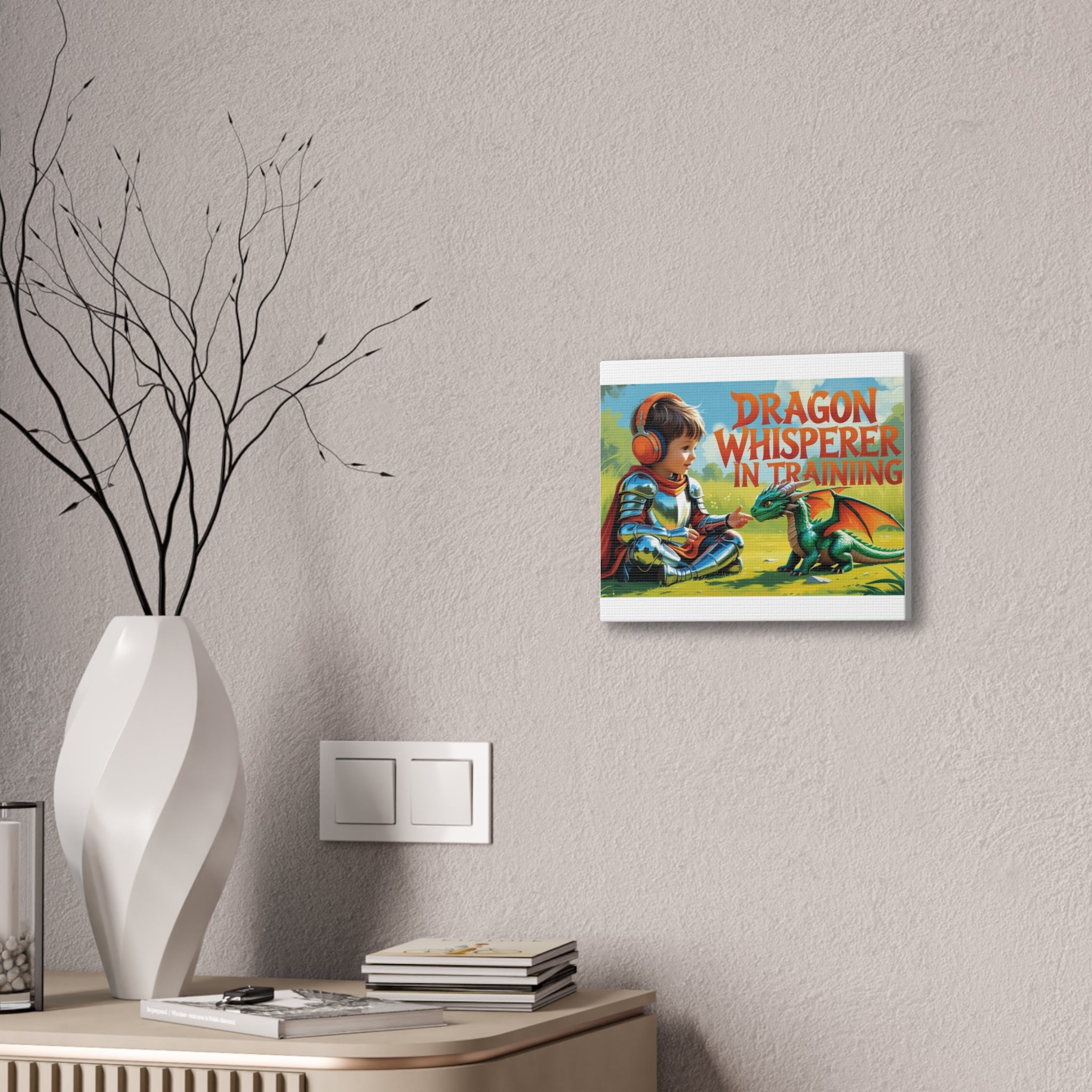 Dragon Whisperer Canvas Print, Playroom Decor, Childrens Wall Art, Fantasy Kids Room, Dragon Lover Gift, Adventure Art, Kid's Room Decor