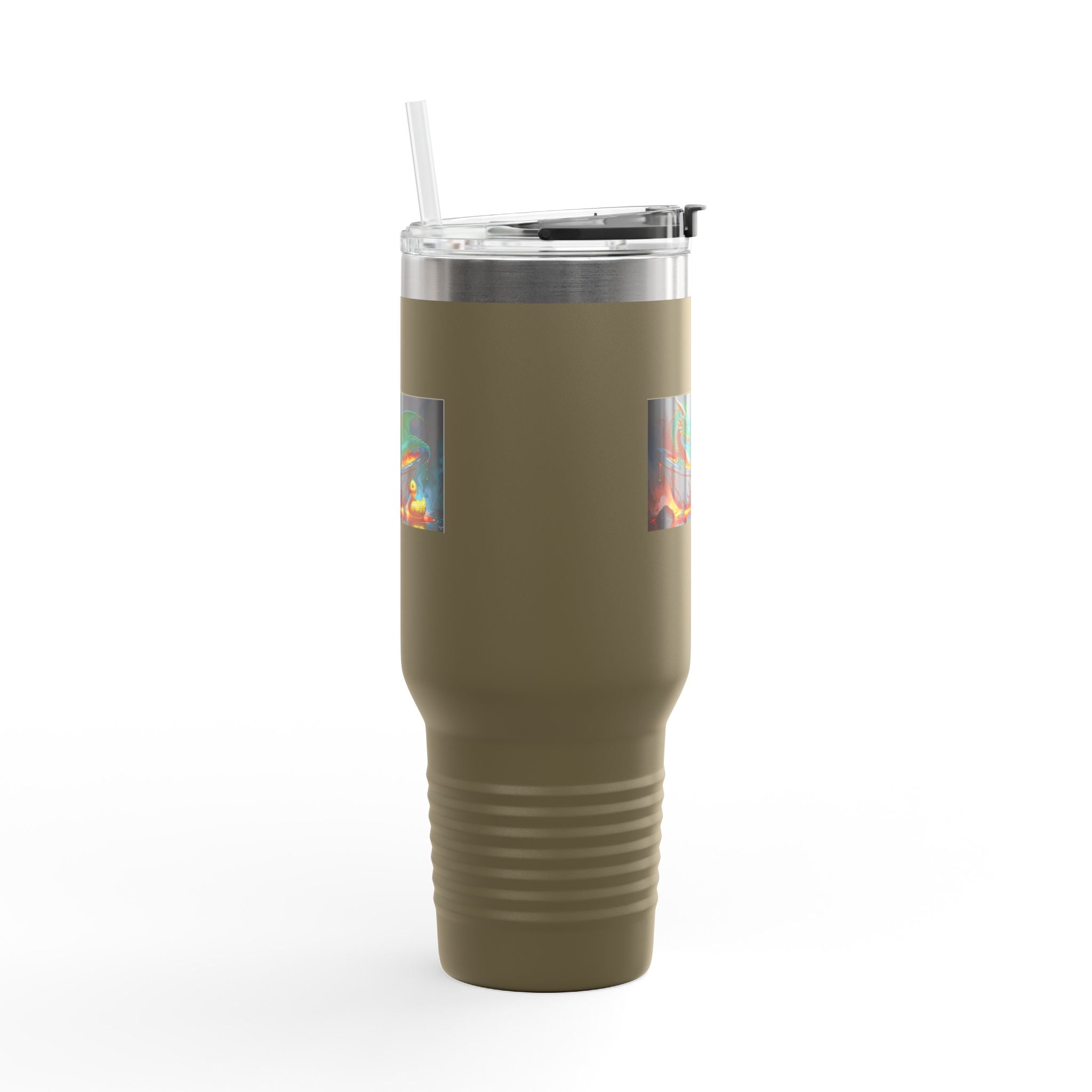 Fun Fantasy Dragon Bath Time Insulated Travel Mug, 40oz - Perfect for Adventures & Celebrations, Dragon Design, Hot & Cold Beverages, Gift for Fantasy Lovers