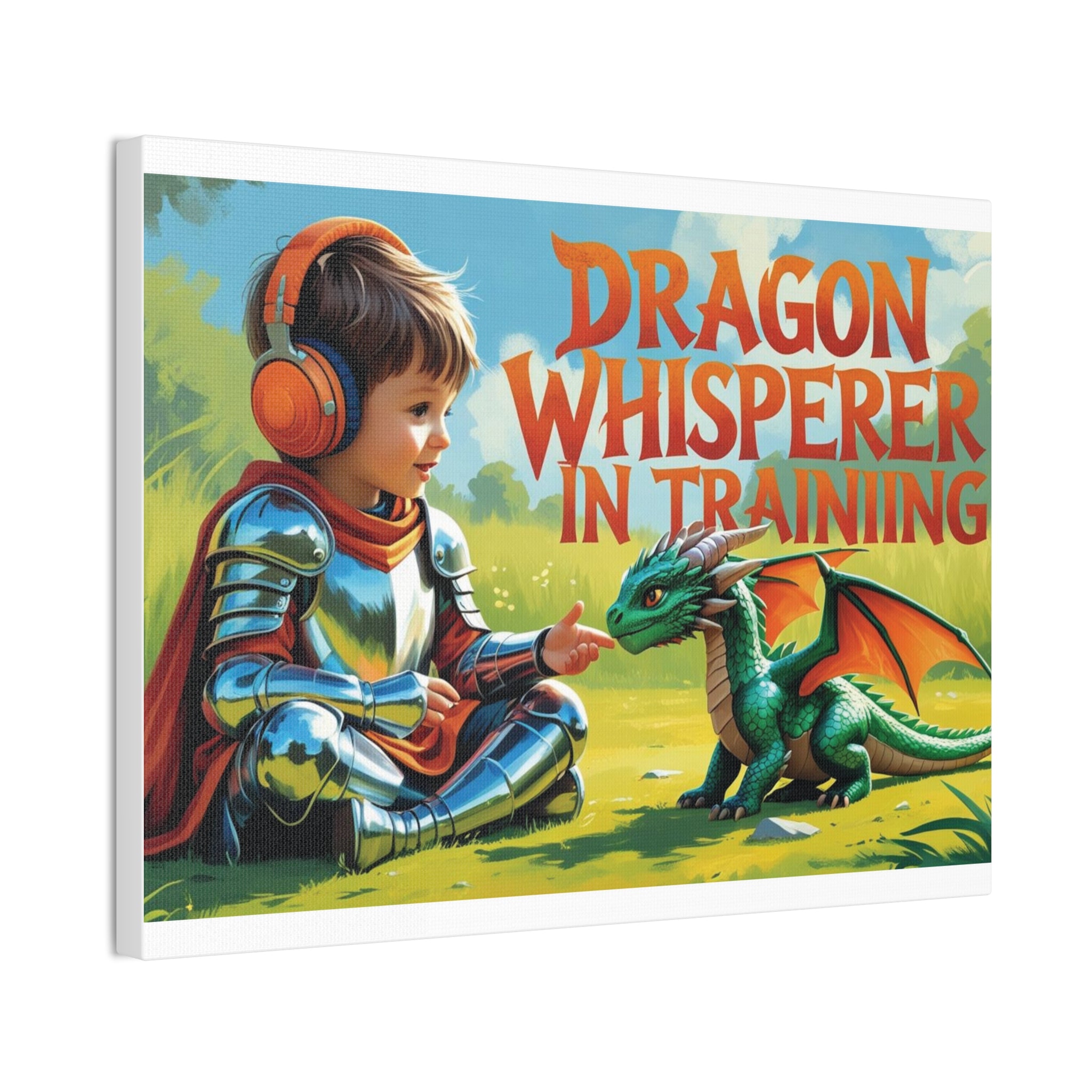 Dragon Whisperer Canvas Print, Playroom Decor, Childrens Wall Art, Fantasy Kids Room, Dragon Lover Gift, Adventure Art, Kid's Room Decor