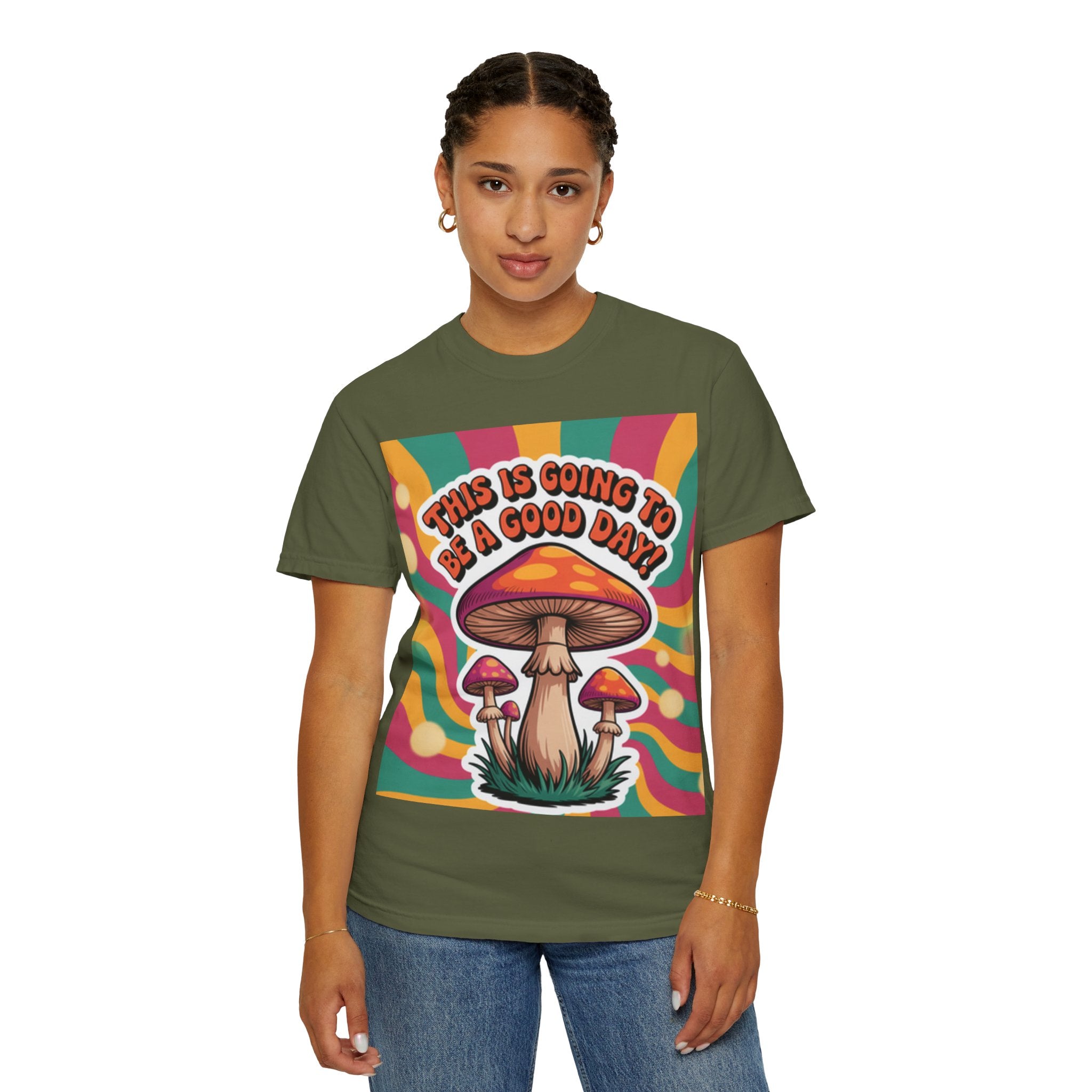 Positive Vibes T-shirt, Retro Mushroom Tee, Unisex Psychedelic Shirt, Gift for Friends, Casual Wear, Summer Essentials