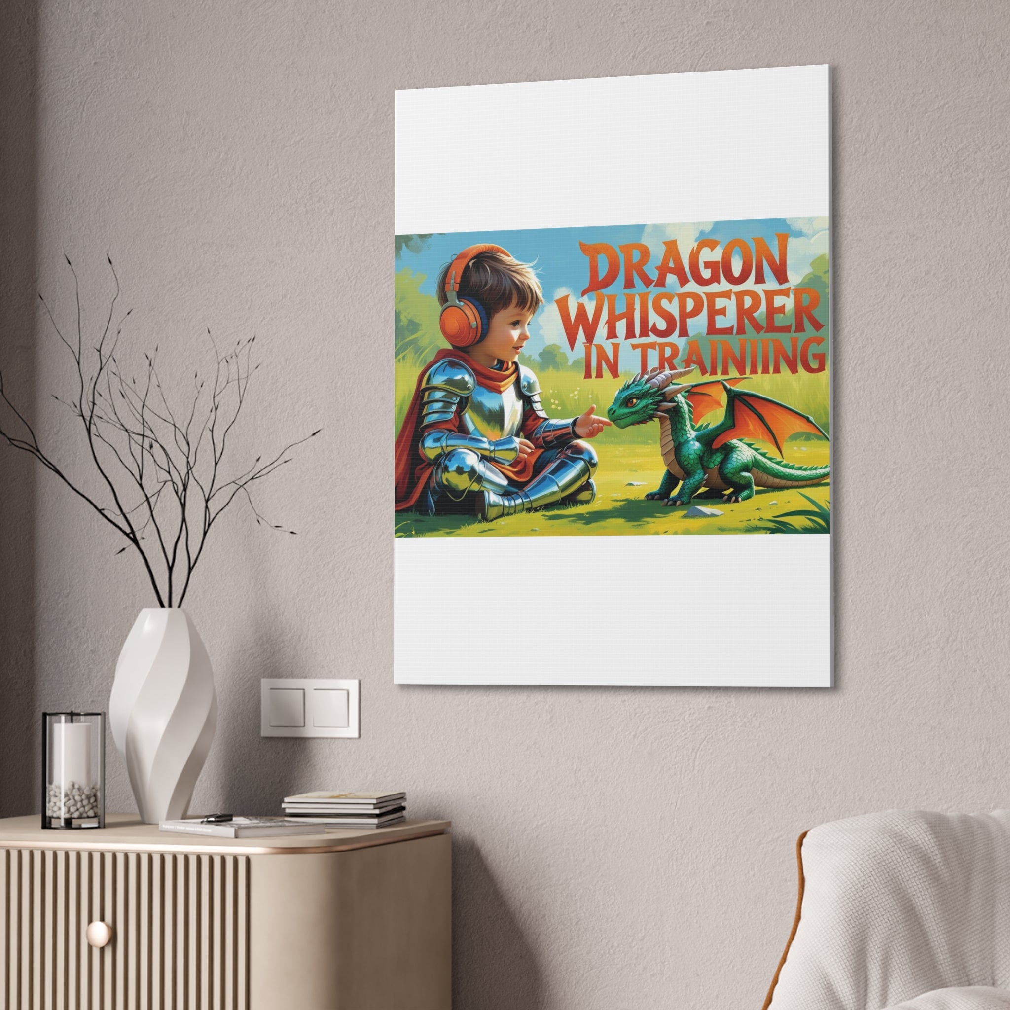 Dragon Whisperer Canvas Print, Playroom Decor, Childrens Wall Art, Fantasy Kids Room, Dragon Lover Gift, Adventure Art, Kid's Room Decor