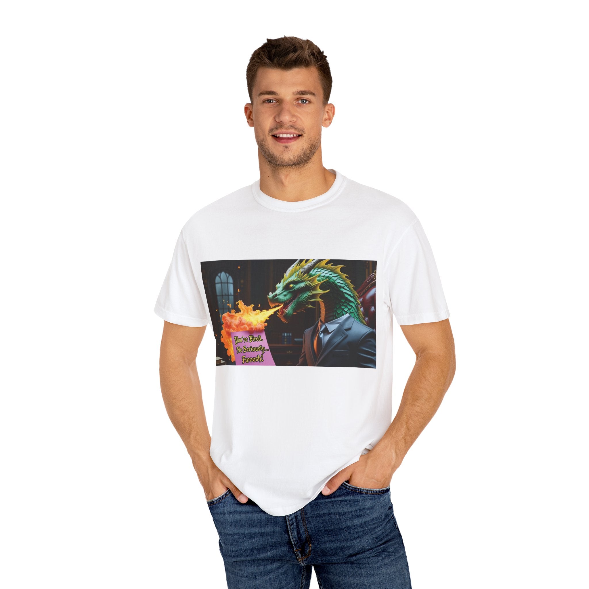 Dragon Fire  Unisex Garment-Dyed T-Shirt, Fun Graphic Tee, Unique Gift, Casual Wear, Fantasy Lover Apparel, Statement Shirt