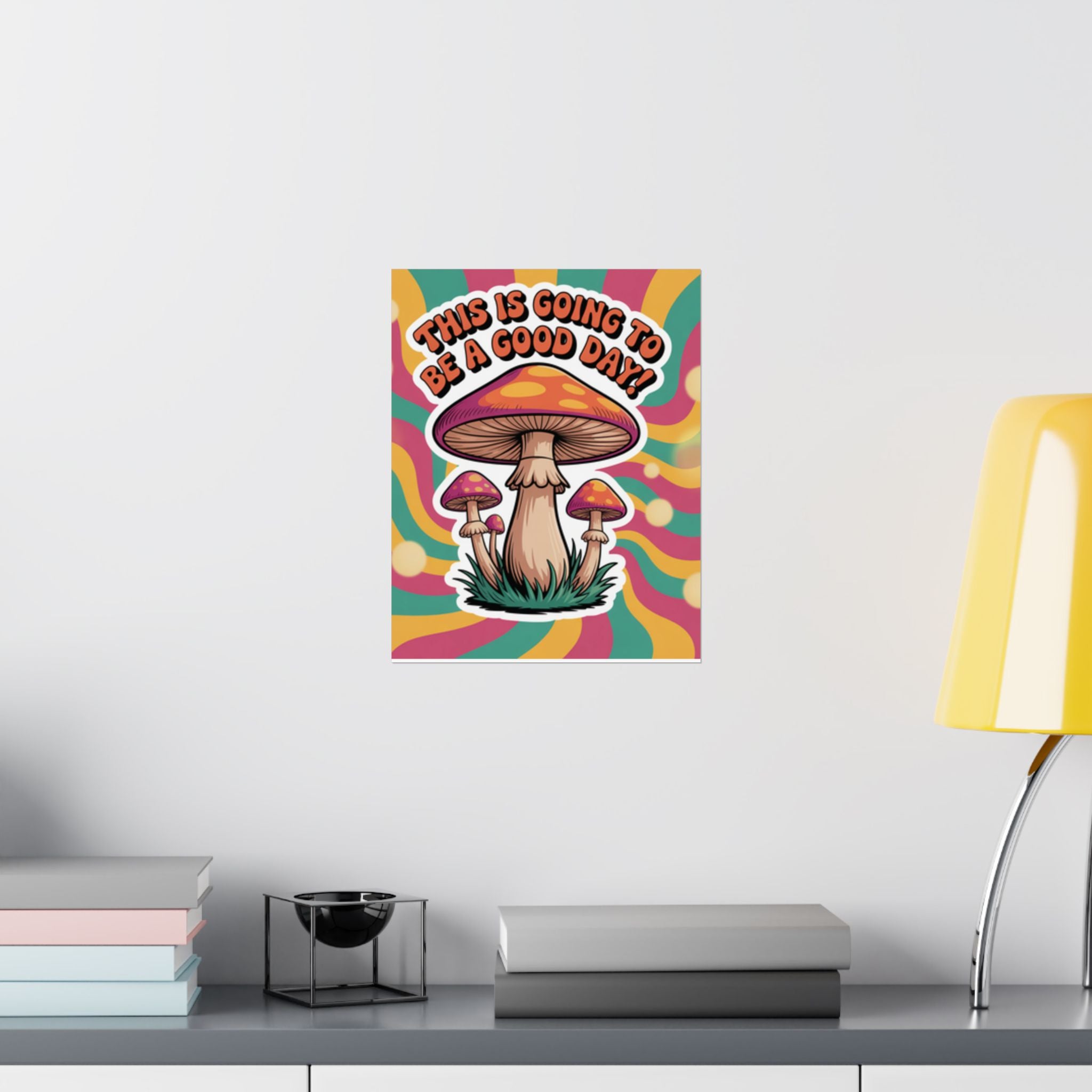 Colorful 70s Retro Mushroom Art Posters - Positive Wall Decor, Psychedelic Prints, Boho Home Decor, Gift for Friends, Inspirational Wall Art