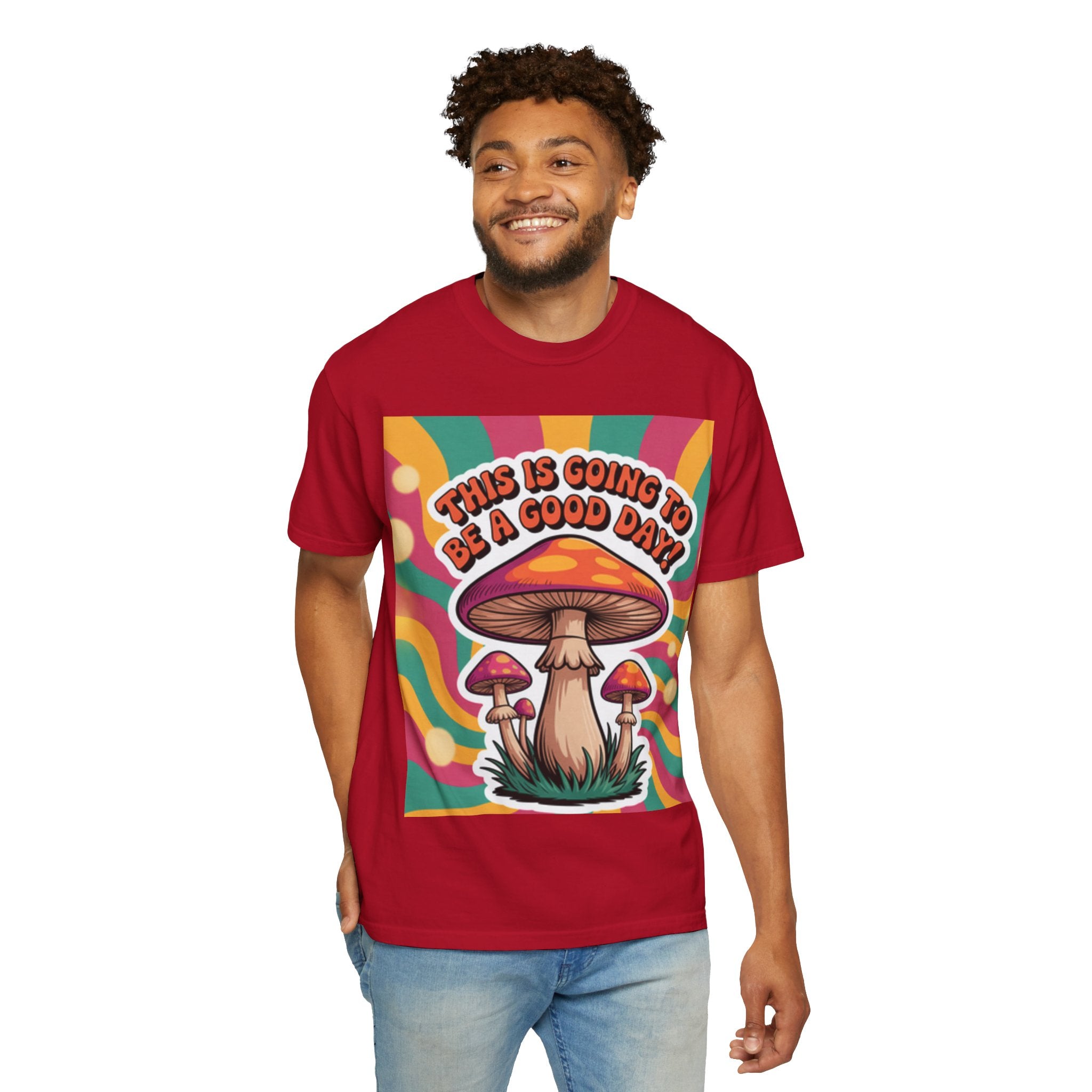 Positive Vibes T-shirt, Retro Mushroom Tee, Unisex Psychedelic Shirt, Gift for Friends, Casual Wear, Summer Essentials